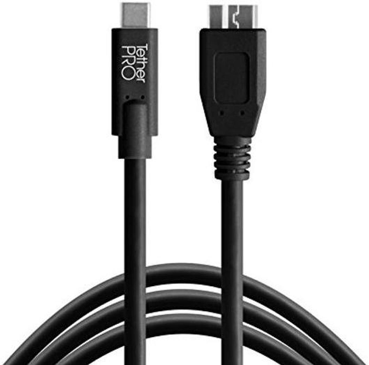 Main image of Tether Tools TetherPro USB-C to USB 3.0 Micro-B Cable | for Fast Transfer and Connection Between Camera and Computer | Non-Reflective Black | 15 Feet (4.6 m)