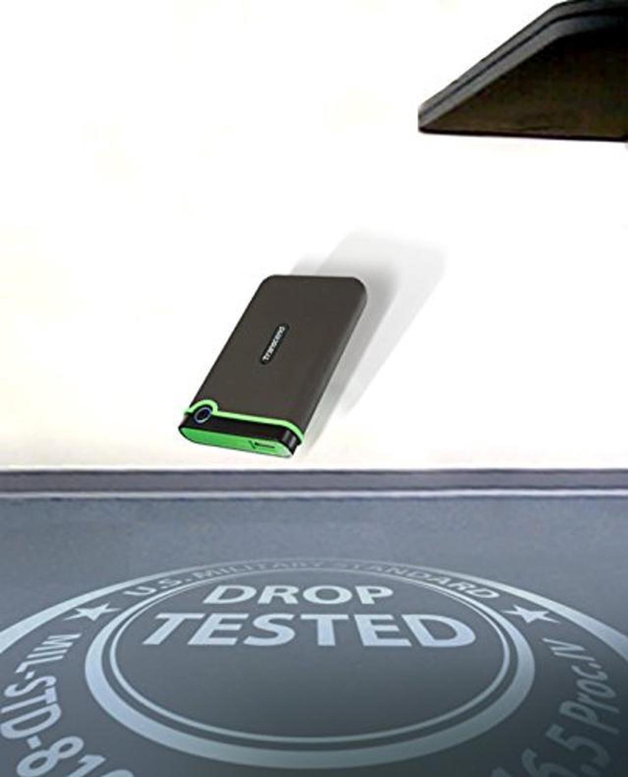 Alt view image 4 of 5 - Transcend 2TB USB 3.1 Gen 1 StoreJet 25M3G SJ25M3G Rugged External Hard Drive TS2TSJ25M3G, Military Green