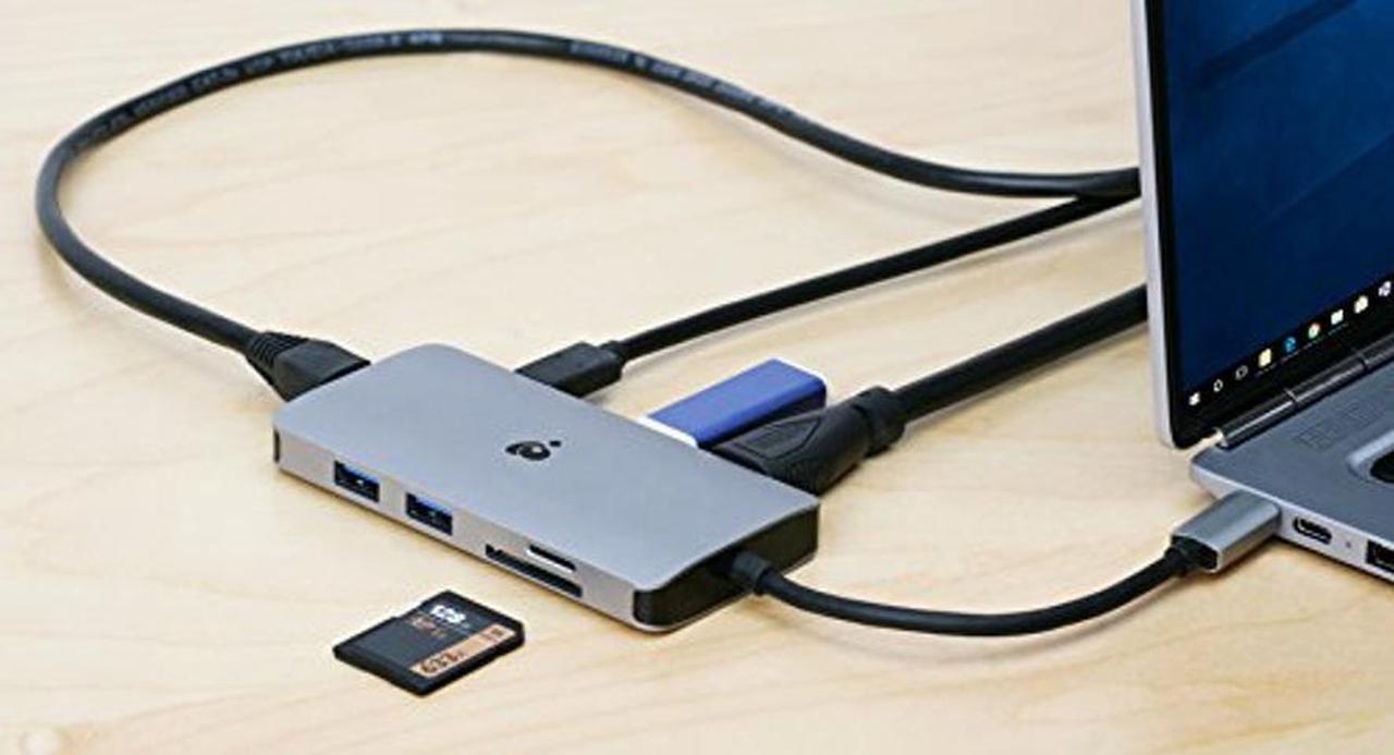 Alt view image 3 of 4 - IOGEAR USB-C 8 Port Docking Station - 1 HDMI 4K@30Hz - 3 USB 3.0 - USB-C 100W Pass Through - Ethernet Port - microSD & SD Card Reader - MacBook Pro/Air - XPS and More - GUD3C06