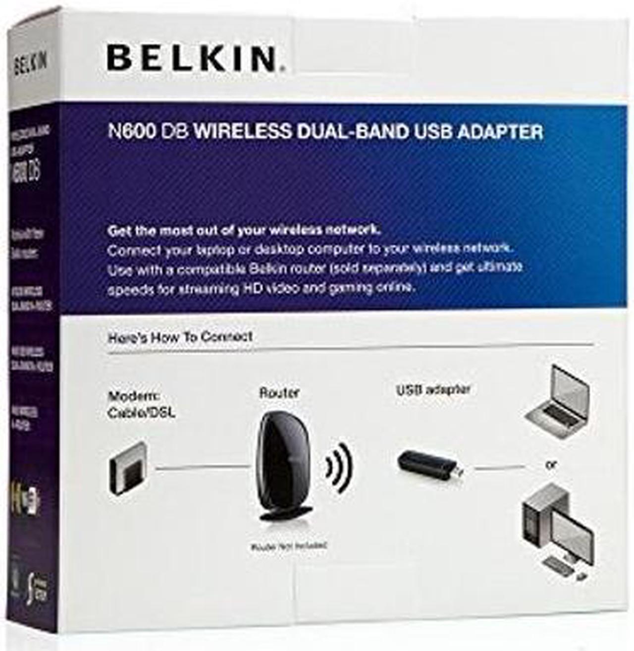 Alt view image 3 of 4 - Belkin N600 DB F9L1101 Wireless Dual-Band USB Adapter, Up to 300Mbps Speed (Black)
