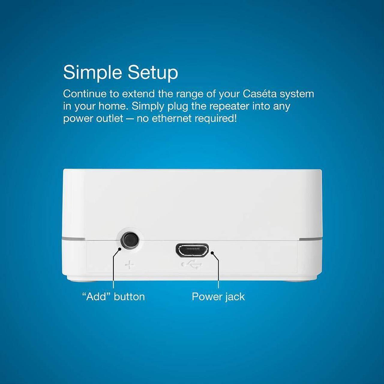 Alt view image 4 of 5 - Lutron Caseta Smart Lighting Smart Hub Repeater, Expands The Range of Caseta Up to 60 Feet, Works w/ Alexa, Apple Homekit, Google Home, PD-REP-WH, White