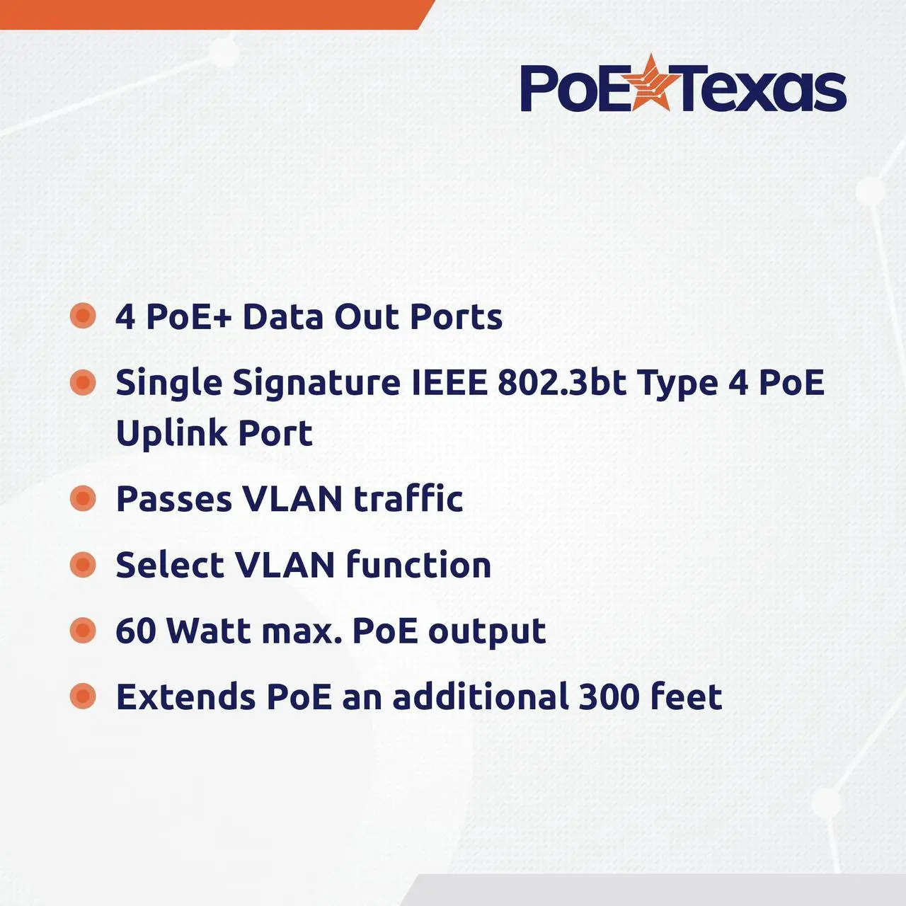 Alt view image 3 of 5 - 4 Port Gigabit PoE Extender with IEEE 802.3bt Uplink - Power Over Ethernet PoE+ Passthrough Switch with VLAN & 500 ft. Range Extension - Supports 802.3at/af IP Network, Security Cameras, VoIP, WiFi AP