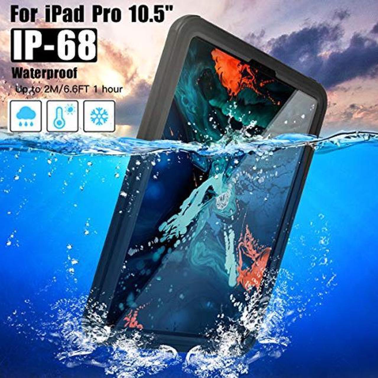 Alt view image 2 of 5 - IPad Pro 11 Inch Waterproof Cases,AICase IP68 360 Degree Slim Dual Layer Armor Defender Shockproof Protective Case with Kickstand Lanyard for iPad Pro 11" 2018