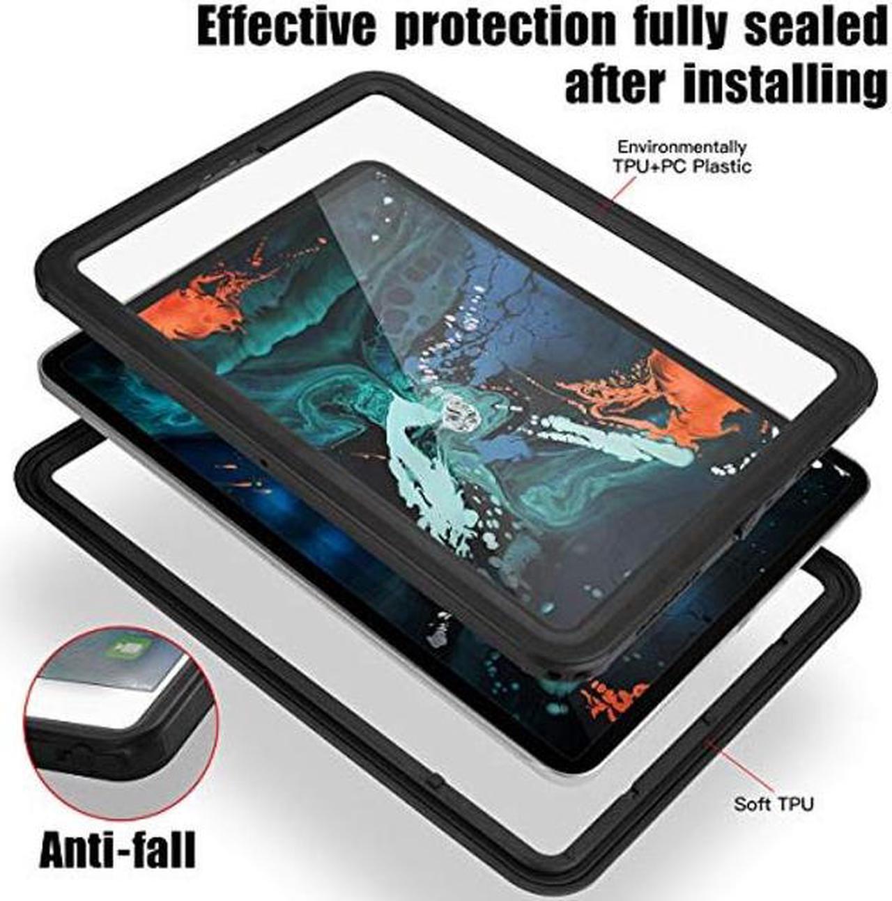 Alt view image 4 of 5 - IPad Pro 11 Inch Waterproof Cases,AICase IP68 360 Degree Slim Dual Layer Armor Defender Shockproof Protective Case with Kickstand Lanyard for iPad Pro 11" 2018