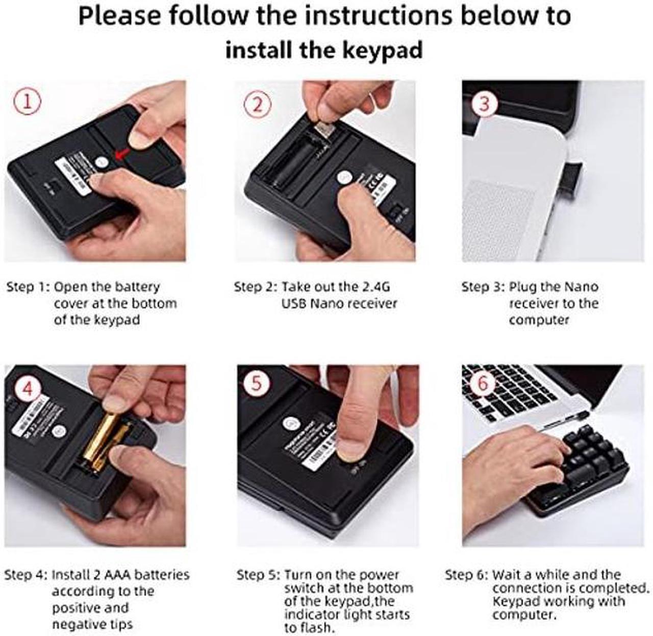 Alt view image 3 of 5 - Qisan 2.4G Wireless Mechanical Numeric Keypad Cherry MX Brown Switch Gaming Keypad 21 Keys Mini Numpad Portable Keypad Extended Layout Black Magicforce