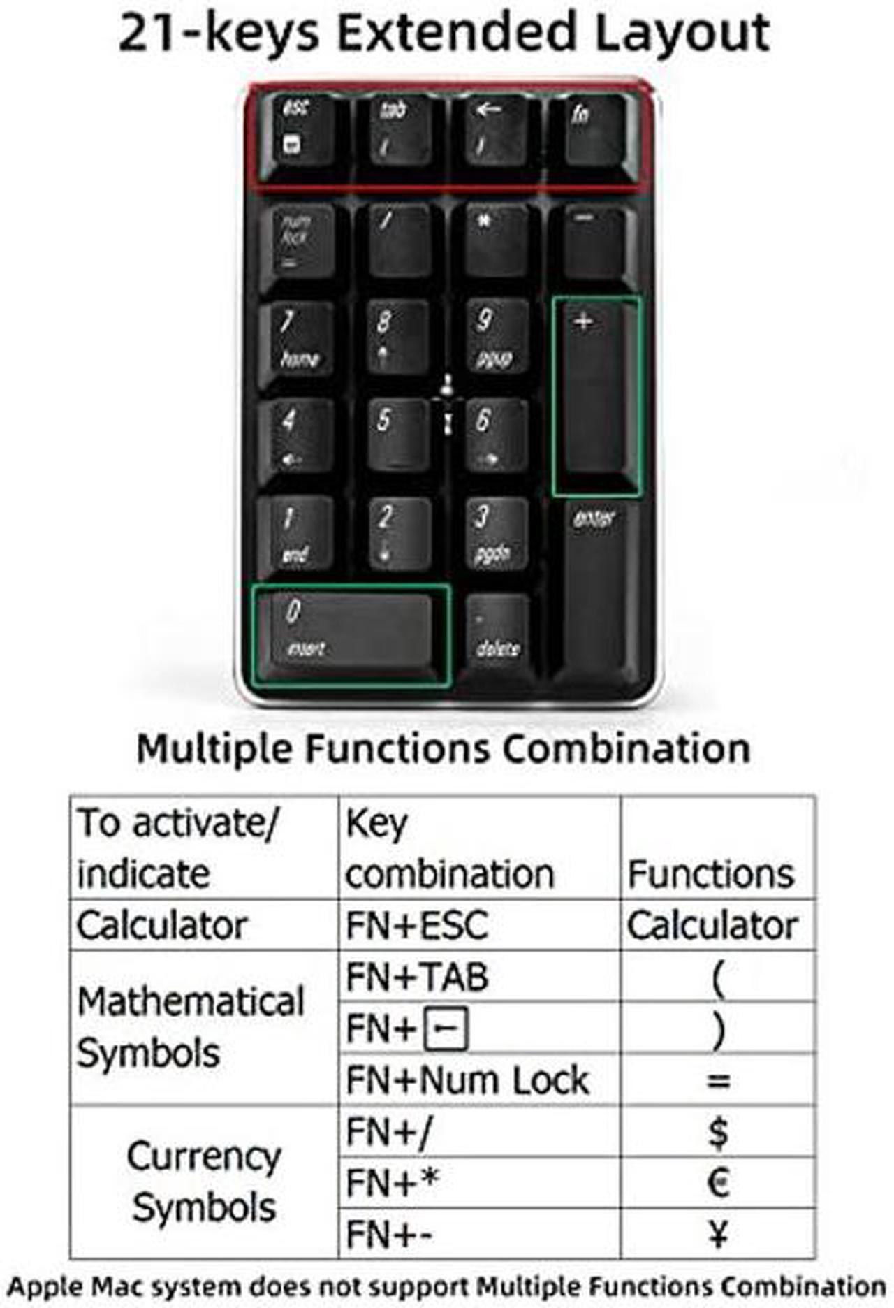 Alt view image 4 of 5 - Qisan 2.4G Wireless Mechanical Numeric Keypad Cherry MX Brown Switch Gaming Keypad 21 Keys Mini Numpad Portable Keypad Extended Layout Black Magicforce