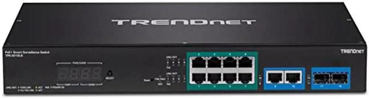 Alt view image 5 of 5 - TRENDnet 12-Port Gigabit PoE+ Smart Surveillance Switch, TPE-3012LS, 8 x Gigabit PoE+ Ports, 2 x Gigabit Ports, 2 x SFP Slots, 110W PoE Budget, Managed Switch, Long Range PoE+ up to 200m (656 ft)