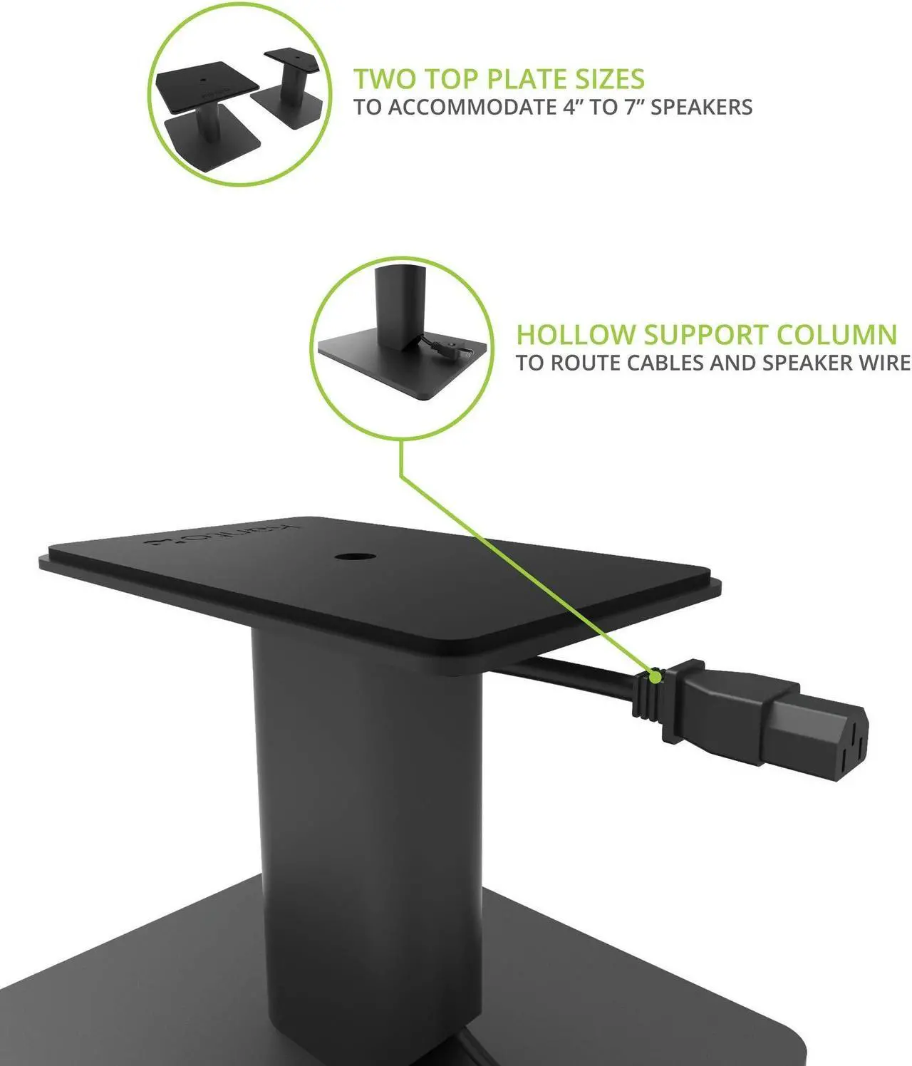 Alt view image 3 of 5 - Kanto SP6HD Desktop Speaker Stands for Medium/Large Bookshelf Speakers & Mid-Size/Full-Size 4-7 Studio Monitors | 6" Tall | Black | Pair