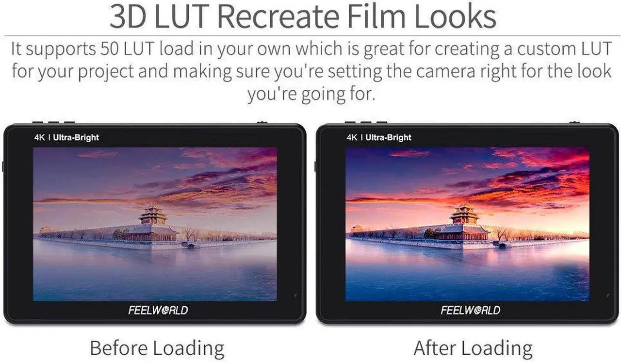 Alt view image 4 of 5 - FEELWORLD LUT7 7 Inch Ultra Bright 2200nit Touchscreen Camera DSLR Field Monitor with 3D Lut Waveform Automatic Light Sensor 1920x1200 4K HDMI Input
