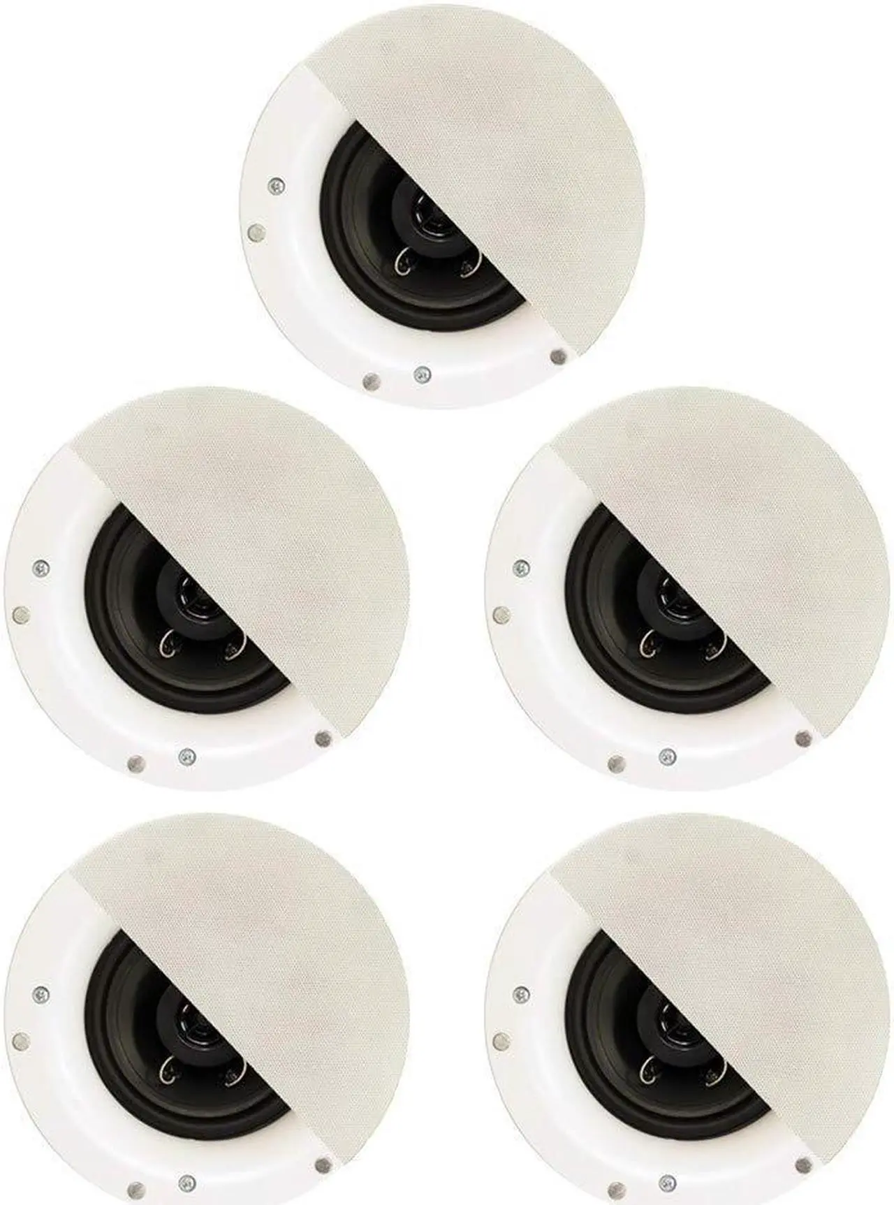 Main image of Acoustic Audio by Goldwood R192 Frameless in Ceiling/in Wall 5 Speaker Set 2 Way Home Theater Surround Speakers, White