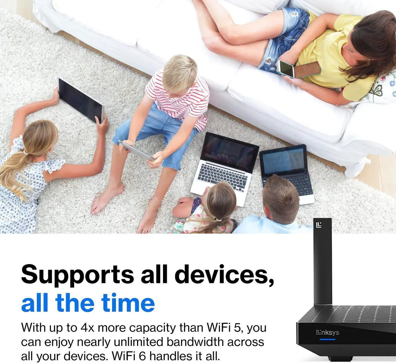 Alt view image 4 of 5 - Linksys Hydra 6 Mesh WiFi 6 Router - MR20EC-AMZ - Dual-Band WiFi Router - Mesh Routers for Wireless Internet - WiFi Mesh Network System - Wireless Router - Connect 25+ Devices, 2,000 Sq Ft