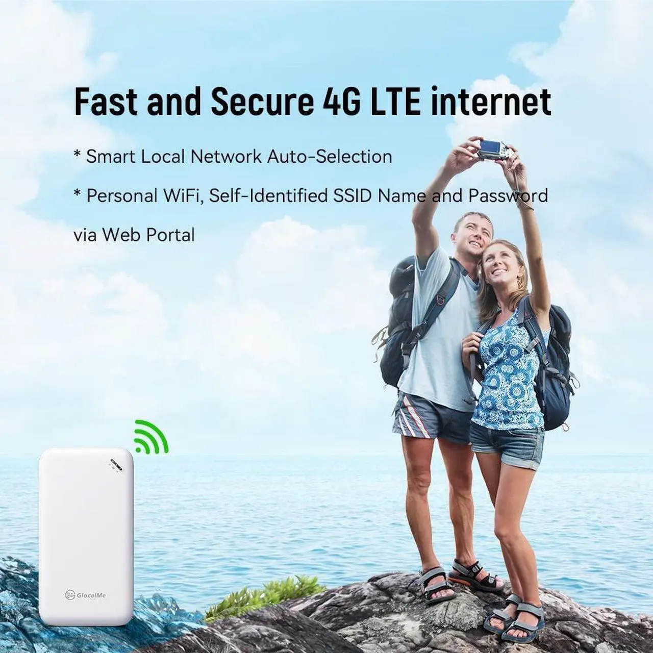 Alt view image 3 of 5 - GlocalMe UPP 4G LTE Mobile Hotspot WiFi Router, Available in Over 150 Countries, no SIM Card Required, no Roaming fees, Portable International Hotspot, with Smart Local Network Auto-Selection (White)