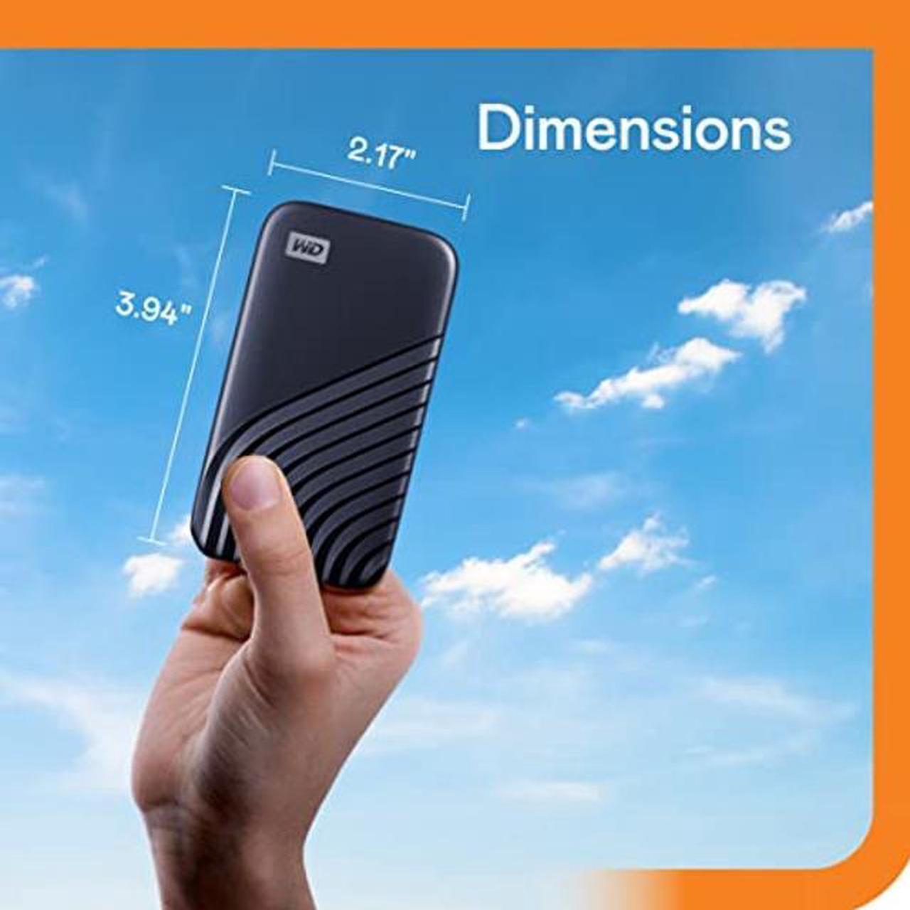 Alt view image 2 of 5 - WD 1TB My Passport SSD Portable SSD USB-C USB 3.2 Gen 2 External NVMe Solid State Drive up to 1050 MB/s 2-Meters Drop Resistance - Midnight Blue