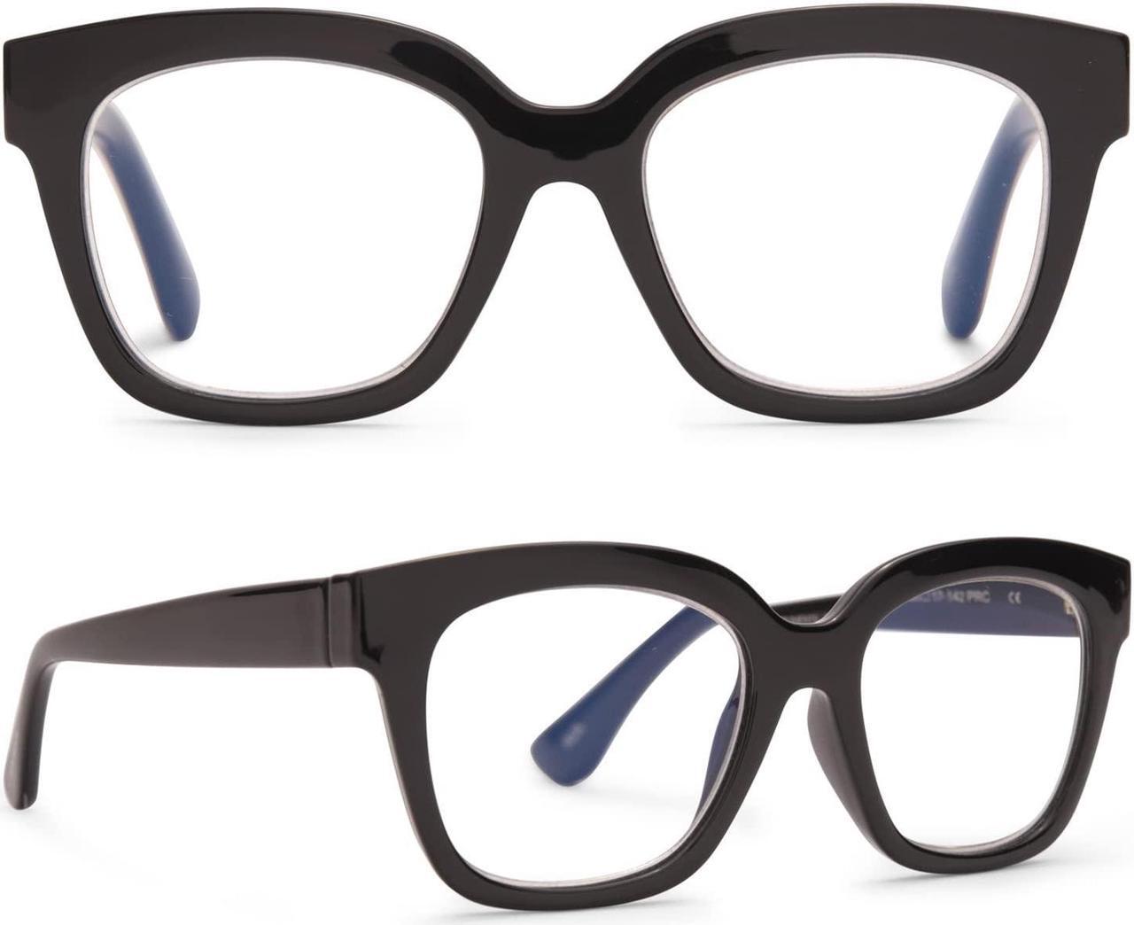 Main image of DIFF Reading glasses for Women, Lightweight Oversized Readers Ava 1.5 designer blue light glasses with magnification, Black