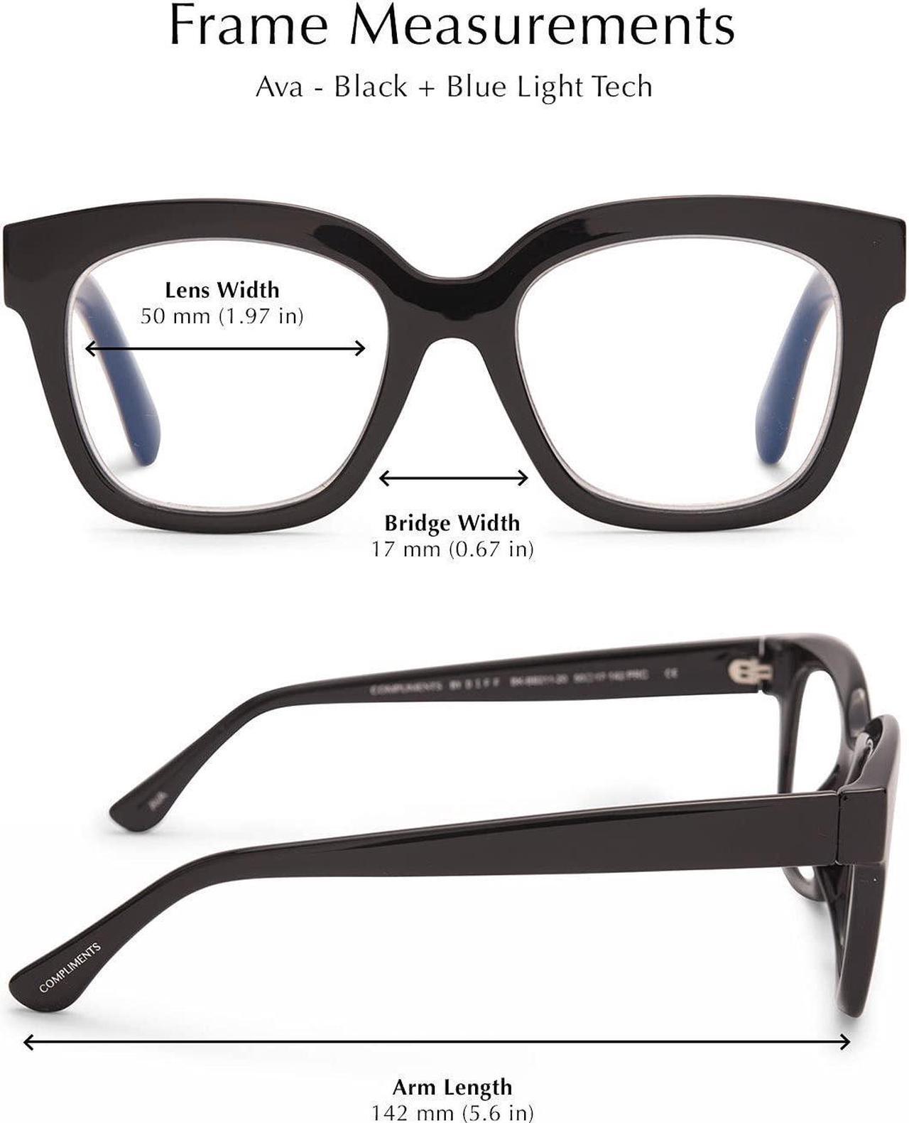 Alt view image 3 of 5 - DIFF Reading glasses for Women, Lightweight Oversized Readers Ava 1.5 designer blue light glasses with magnification, Black