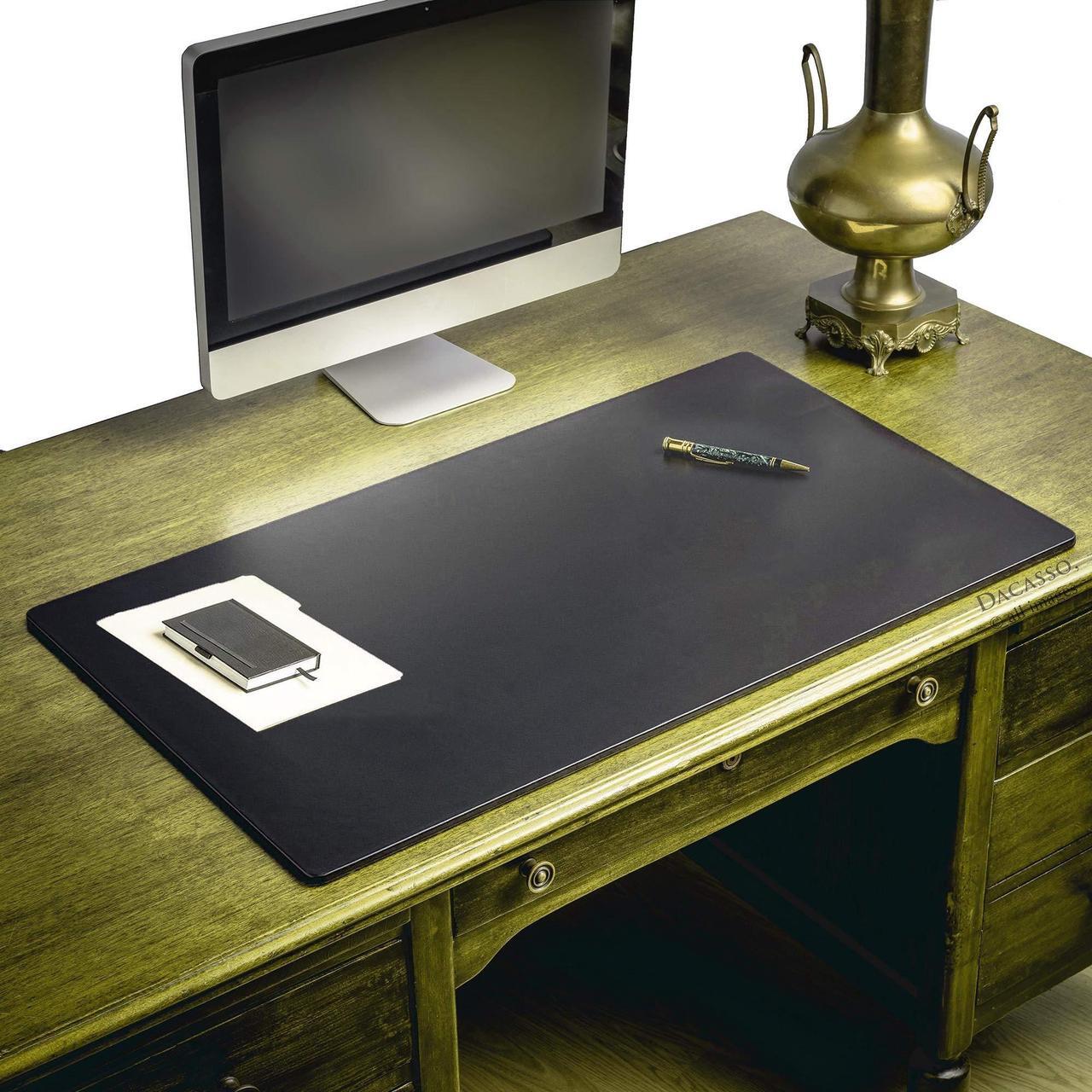 Main image of Dacasso Black Leather Desk Mat/Desk Pad/Gaming Pad/Mouse Pad/Desk Protector, 38" x 24", PR-1011