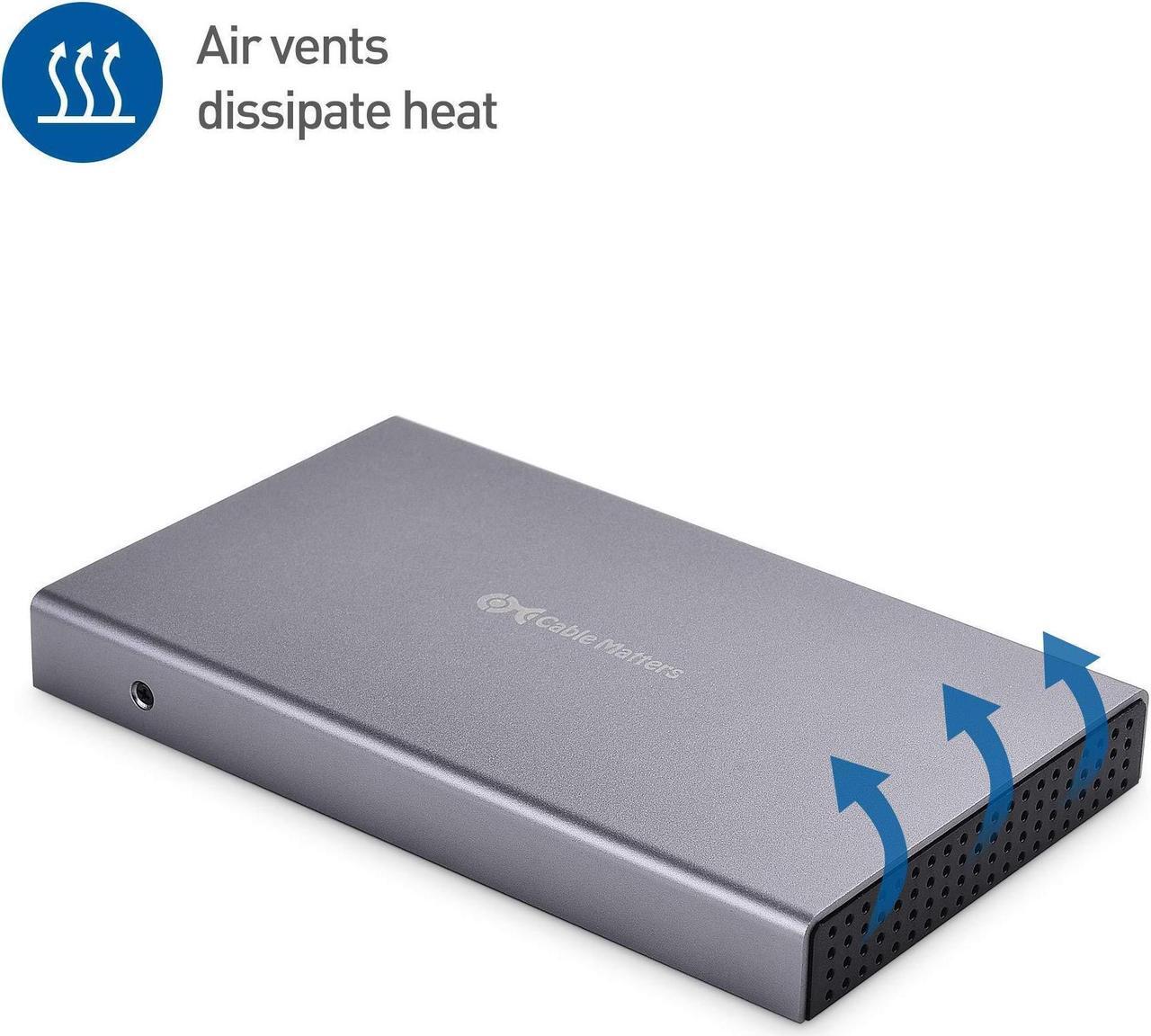 Alt view image 3 of 5 - Cable Matters Premium Aluminum 10Gbps Gen 2 USB C Hard Drive Enclosure for 2.5" SSD/HDD with USB-C and USB-A Cables - Thunderbolt 3 Port Compatible & 3 Port USB C Hub with Ethernet