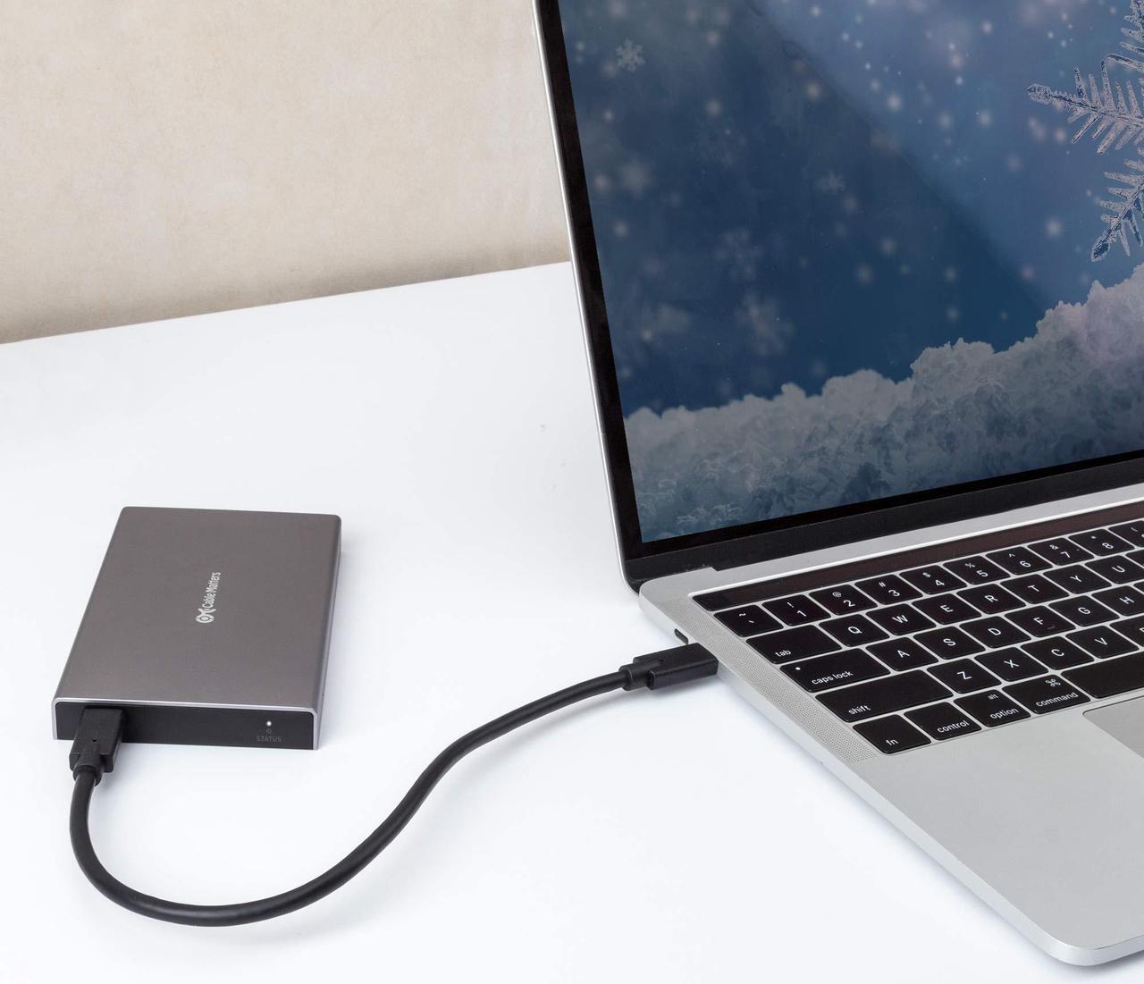 Alt view image 5 of 5 - Cable Matters Premium Aluminum 10Gbps Gen 2 USB C Hard Drive Enclosure for 2.5" SSD/HDD with USB-C and USB-A Cables - Thunderbolt 3 Port Compatible & 3 Port USB C Hub with Ethernet