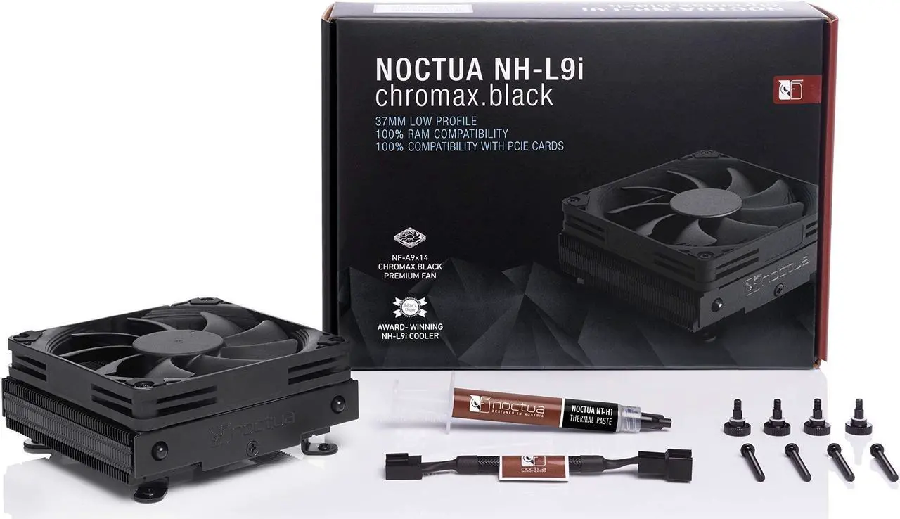 Alt view image 4 of 5 - Noctua NH-L9i chromax.Black, Premium Low-Profile CPU Cooler for Intel LGA1200 & LGA115x + NA-FD1 Fan Duct Kit