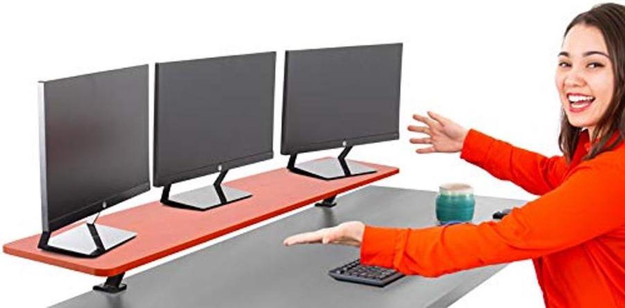 Main image of Stand Steady 55 Inch Clamp On Desk Shelf | Large Monitor Riser Supports 3 Screens for Extra Storage | Ergonomic Monitor Stand Securely Attaches to Surface with Clamp Base - No Screws (55 in/Cherry)