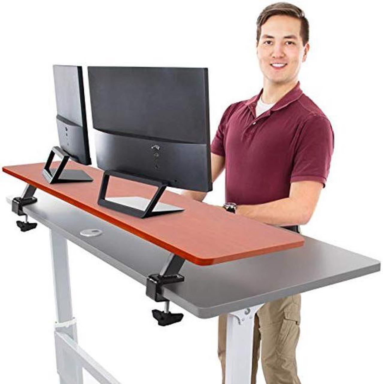 Alt view image 3 of 5 - Stand Steady 55 Inch Clamp On Desk Shelf | Large Monitor Riser Supports 3 Screens for Extra Storage | Ergonomic Monitor Stand Securely Attaches to Surface with Clamp Base - No Screws (55 in/Cherry)