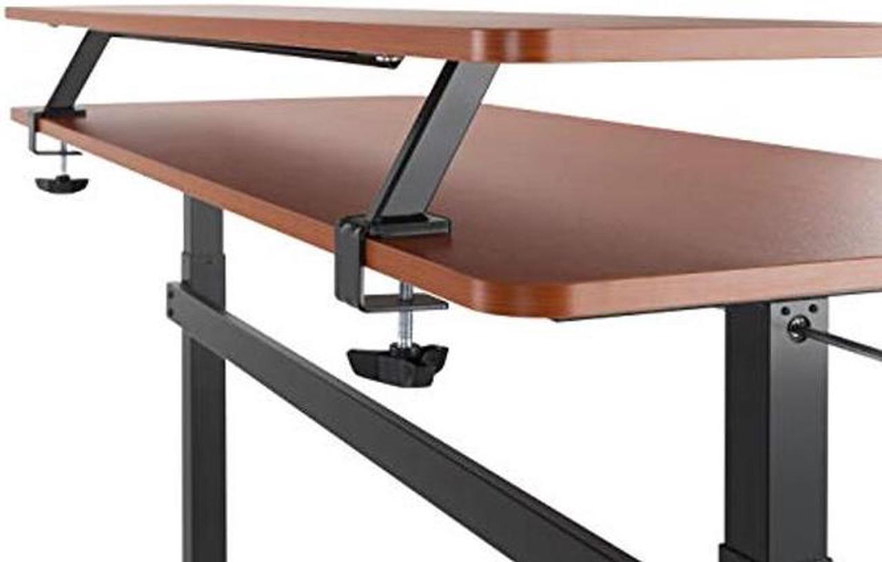 Alt view image 5 of 5 - Stand Steady 55 Inch Clamp On Desk Shelf | Large Monitor Riser Supports 3 Screens for Extra Storage | Ergonomic Monitor Stand Securely Attaches to Surface with Clamp Base - No Screws (55 in/Cherry)