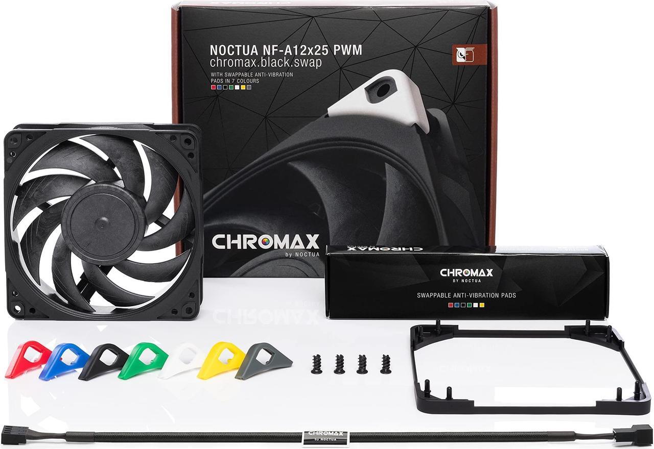 Alt view image 4 of 5 - Noctua 360mm AIO Upgrade Bundle (3X NF-A12x25 PWM chromax.Black.swap 120mm Fans Plus 1x NT-H2 Thermal Paste)
