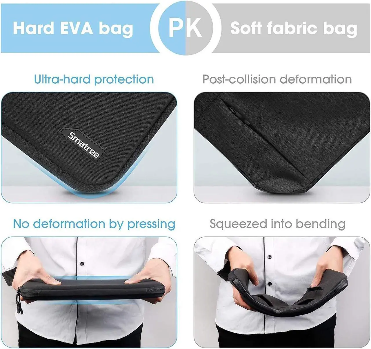 Alt view image 2 of 5 - Smatree Hard Waterproof Sleeve Bag for 13.6 inch MacBook Air M4 2025/M3 2024 A3313/2023, for 14 inch Samsung Galaxy Book4 Pro/Book4 Edge, for 14 inch Lenovo Yoga 7 2-in-1 Laptop Bag