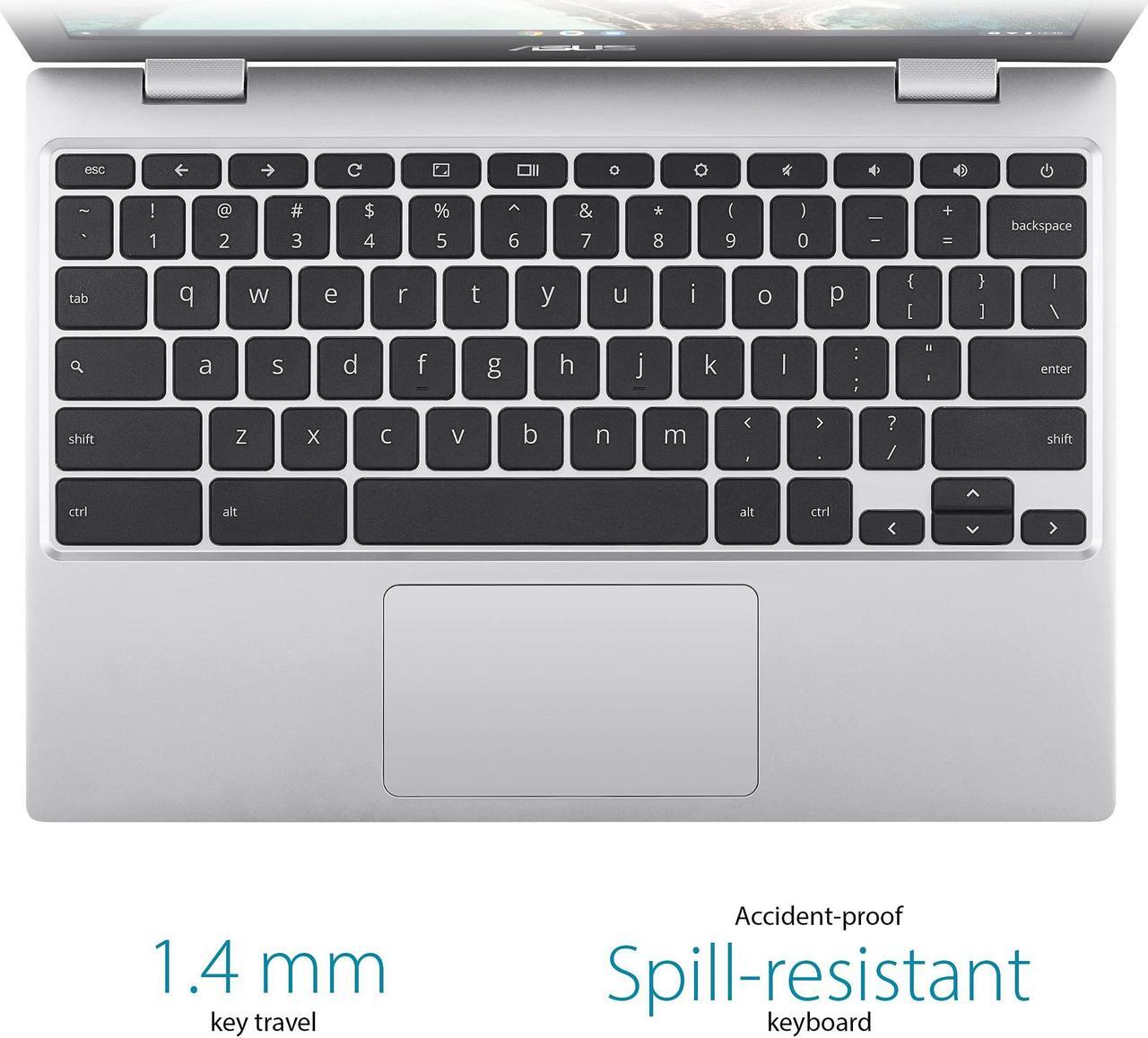 Alt view image 4 of 5 - ASUS Chromebook CX1, 11.6" HD NanoEdge Display, Intel Celeron N3350 Processor, 32GB eMMC, 4GB RAM, Chrome OS, Transparent Silver, CX1100CNA-AS42
