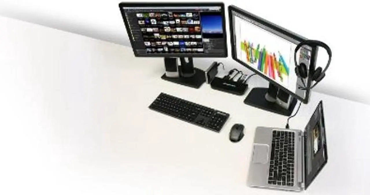 Alt view image 4 of 5 - IOGEAR USB 3.0 9 in 1 Universal Docking Station - Dual Monitor with HDMI n DVI/VGA - 2 x USB 3.0 - 4 x USB 2.0 - Gigabit Ethernet - 3.5mm Audio Out - Laptop - Ultrabook -PCs - Mac - More - GUD300