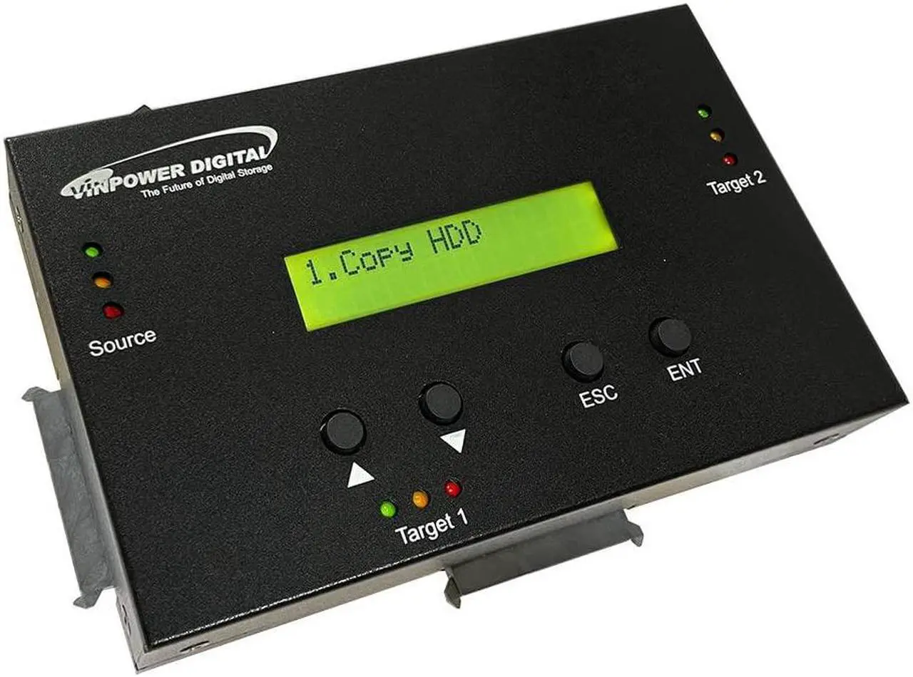 Main image of Vinpower Digital 1 to 2 SATA 2.5" & 3.5" Hard Disk Drive/Solid State Drive (HDD/SSD) Clone Duplicator and DOD Level Eraser