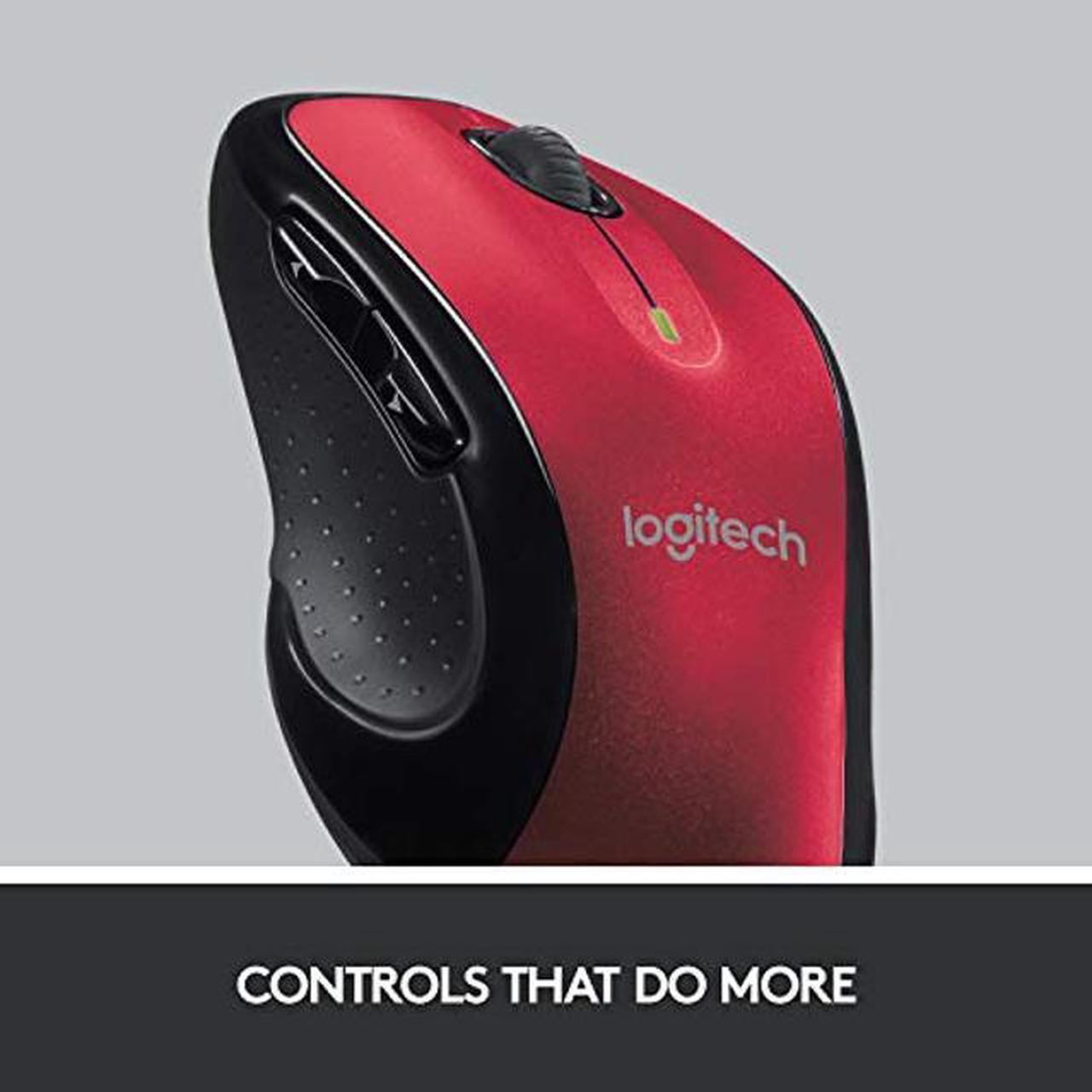 Alt view image 4 of 5 - Logitech M510 Wireless Computer Mouse - Comfortable Shape with USB Unifying Receiver, Back/Forward Buttons and Side-to-Side Scrolling - Red