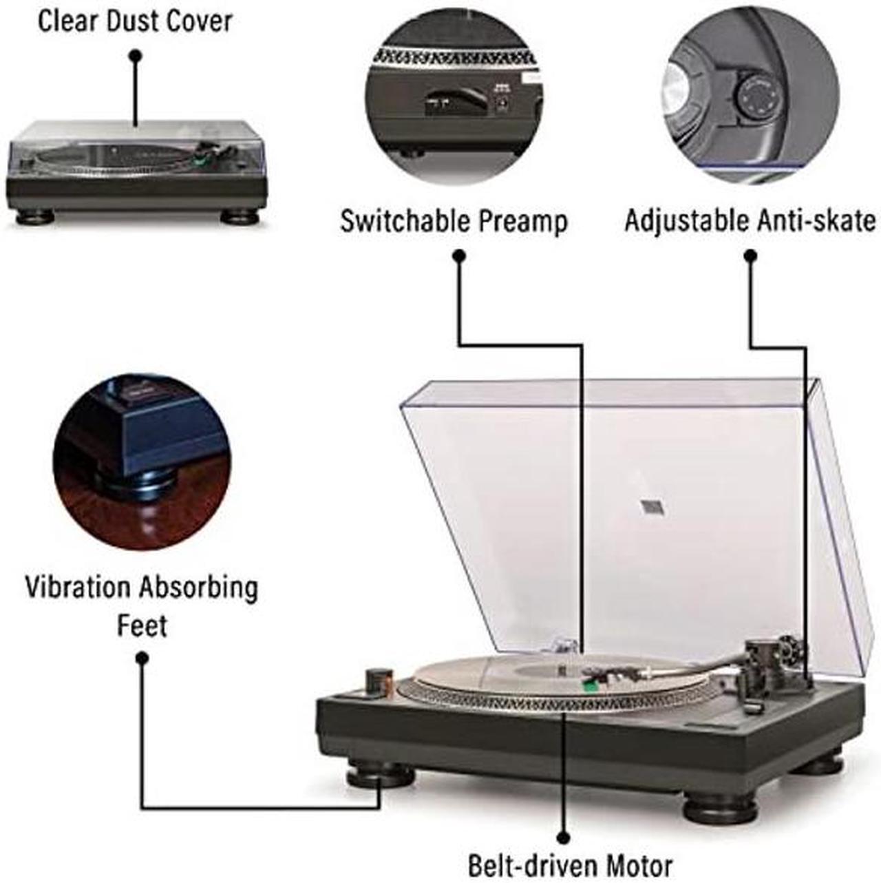 Alt view image 3 of 5 - Crosley C100BT-BK Belt-Drive Bluetooth Turntable Record Player with Adjustable Counterweight, Black