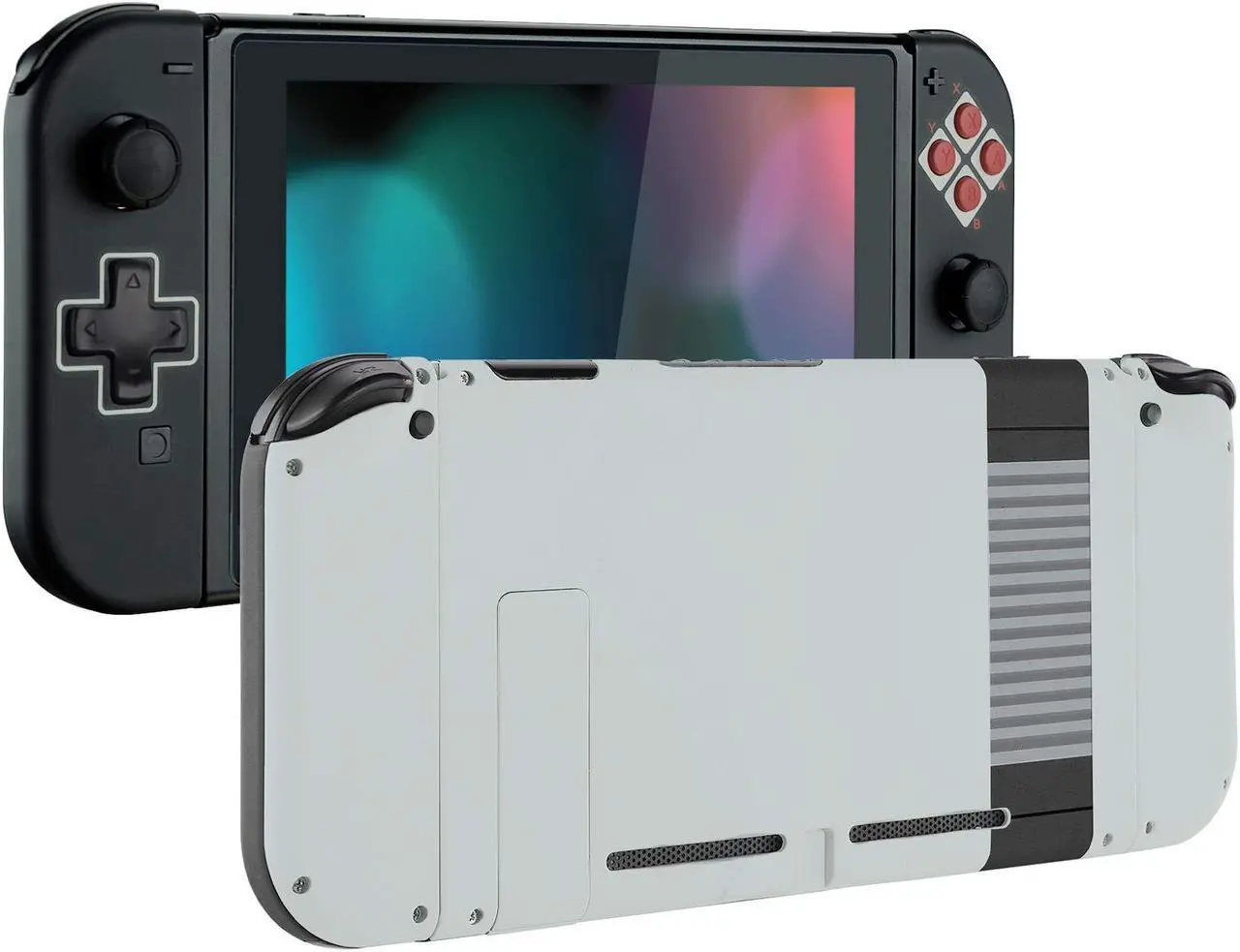 Main image of eXtremeRate Classics NES Style Soft Touch Back Plate for Nintendo Switch Console, NS Joycon Handheld Controller Housing (D-Pad Version) with Full Set Buttons, DIY Replacement Shell for Nintendo Switch