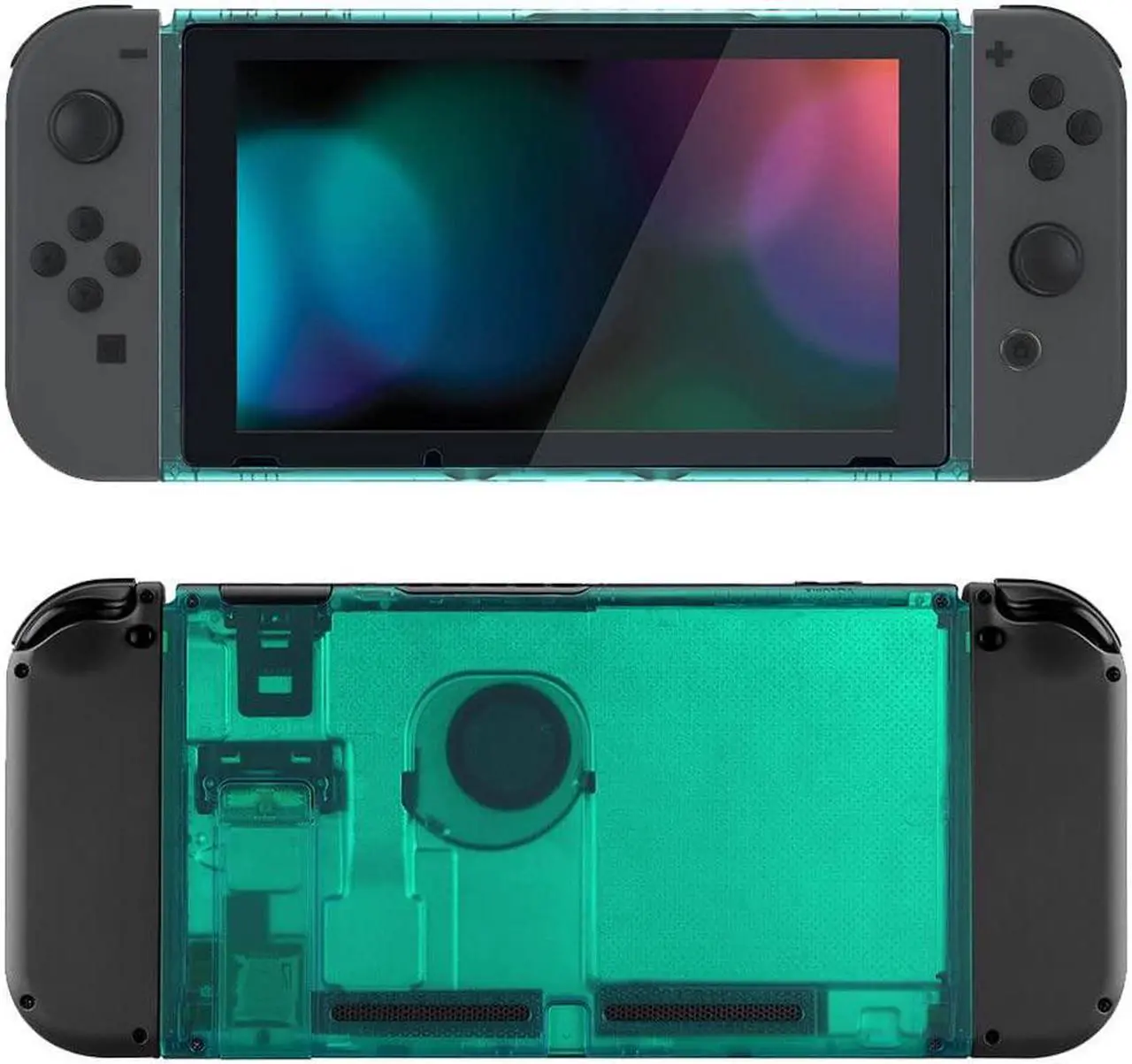 Main image of eXtremeRate Clear Emerald Green Faceplate Backplate DIY Replacement Housing Shell Case for Nintendo Switch Console with Kickstand  JoyCon Console NOT Included