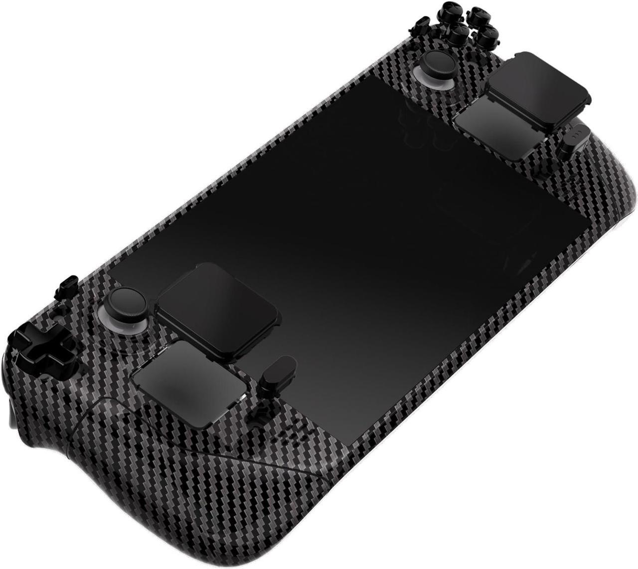 Alt view image 3 of 5 - eXtremeRate Graphite Carbon Fiber Pattern Custom Glossy Faceplate Back Plate Shell for Steam Deck LCD, Handheld Console Replacement Housing Case, DIY Full Set Shell with Buttons for Steam Deck Console