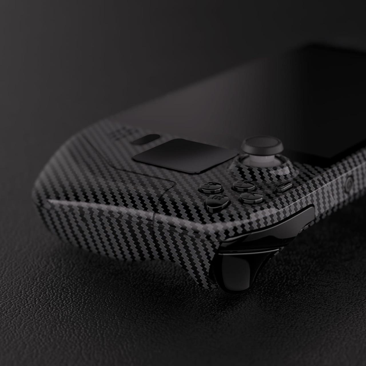 Alt view image 5 of 5 - eXtremeRate Graphite Carbon Fiber Pattern Custom Glossy Faceplate Back Plate Shell for Steam Deck LCD, Handheld Console Replacement Housing Case, DIY Full Set Shell with Buttons for Steam Deck Console