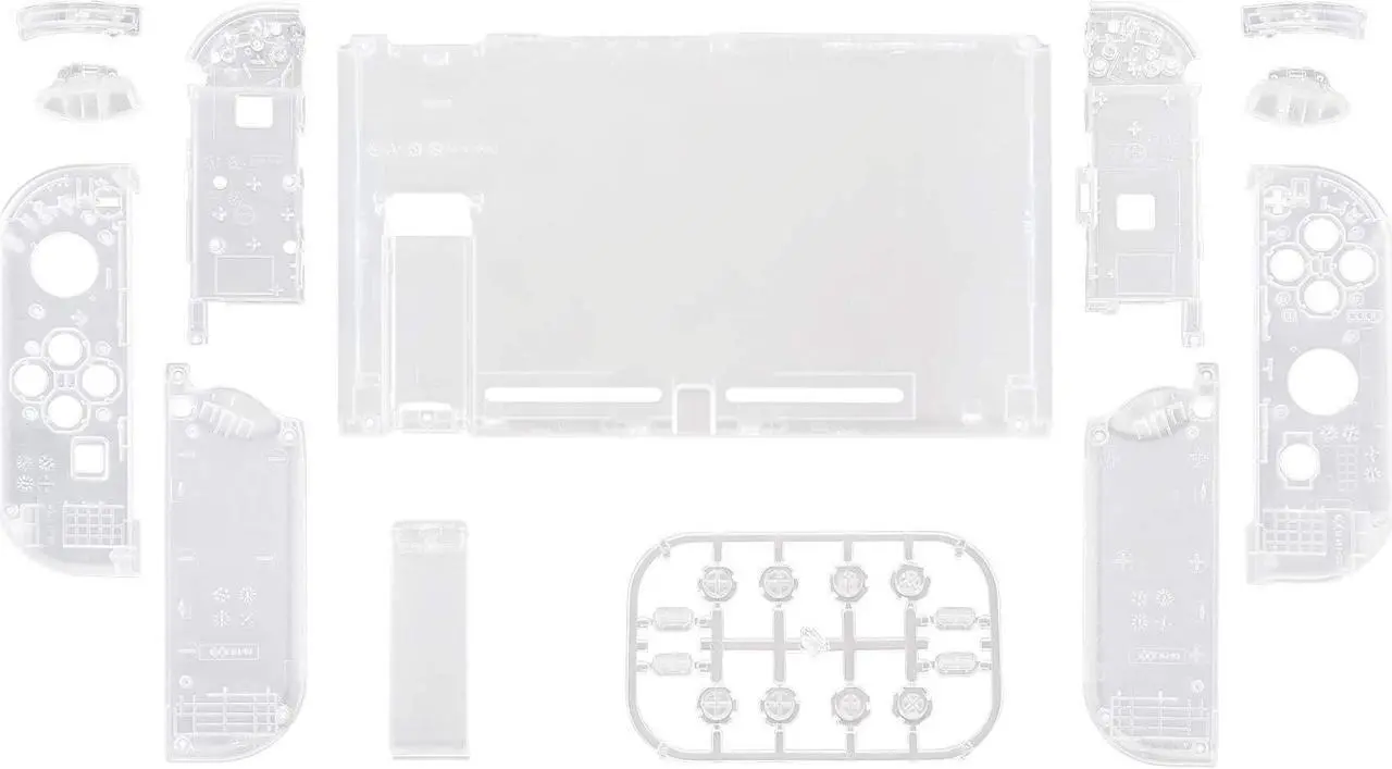 Alt view image 2 of 5 - eXtremeRate Clear Front Back Plate for Nintendo Switch Console, NS Joycon Handheld Controller Housing with Full Set Buttons, Replacement Shell for Nintendo Switch - Switch NOT Included