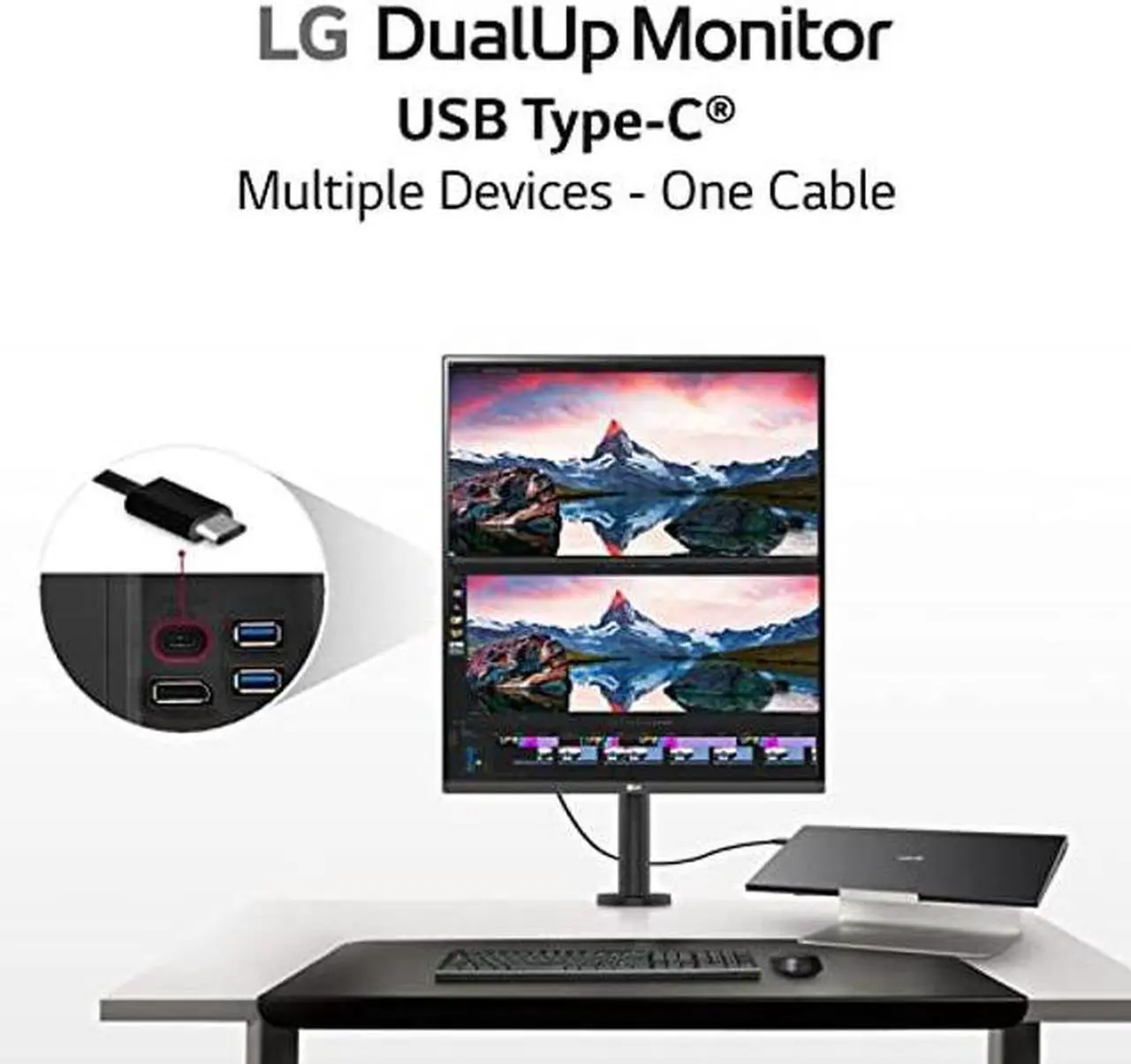 Alt view image 5 of 5 - LG 28MQ780-B 28 Inch SDQHD (2560 x 2880) Nano IPS DualUp Monitor with Ergo Stand, DCI-P3 98% (Typ.) with HDR10, USB Type-C (90W PD) - Black