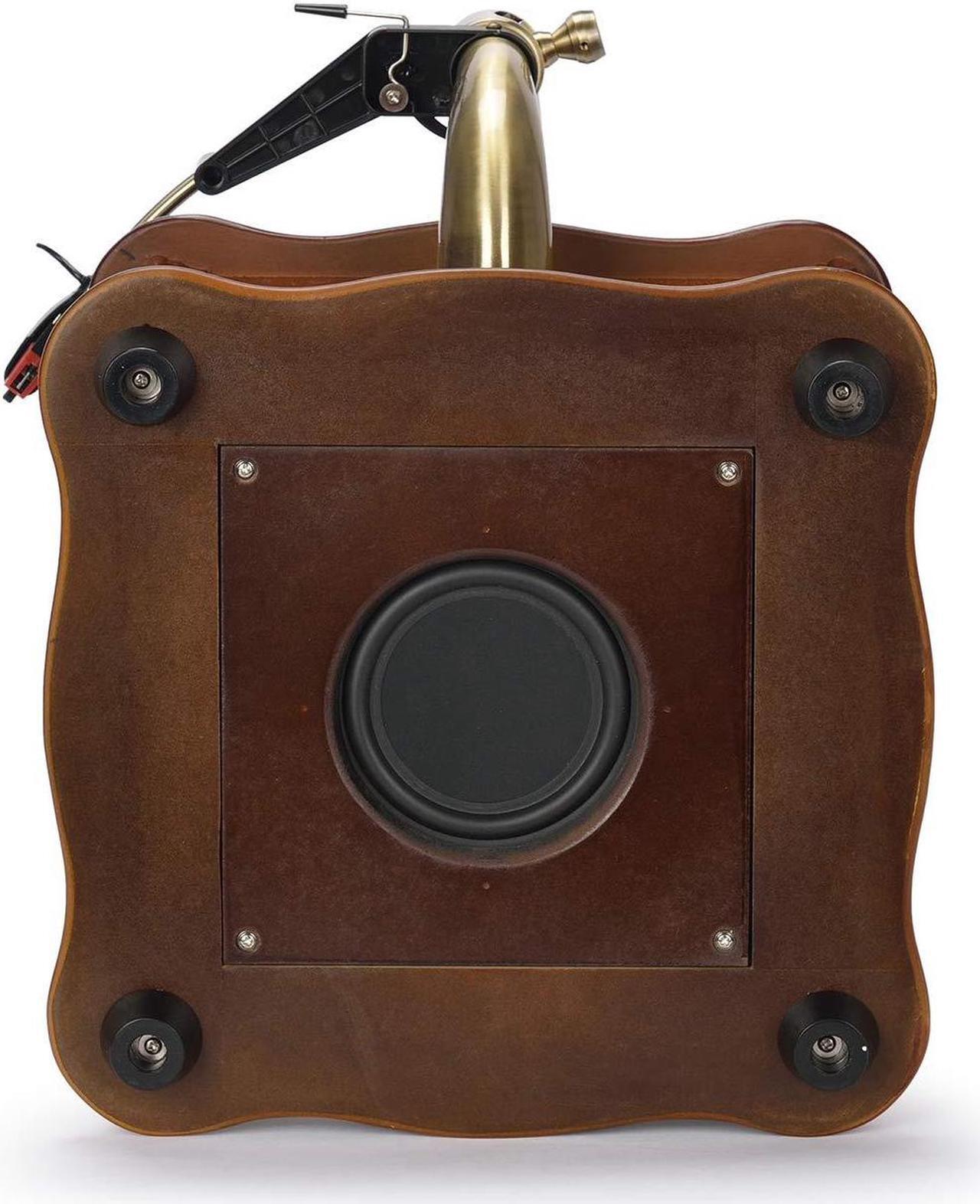 Alt view image 5 of 5 - Wooden Gramophone Phonograph Turntable Vinyl Record Player Stereo Speakers System Control 33/45 RPM FM AUX USB Ouput Bluetooth 4.2