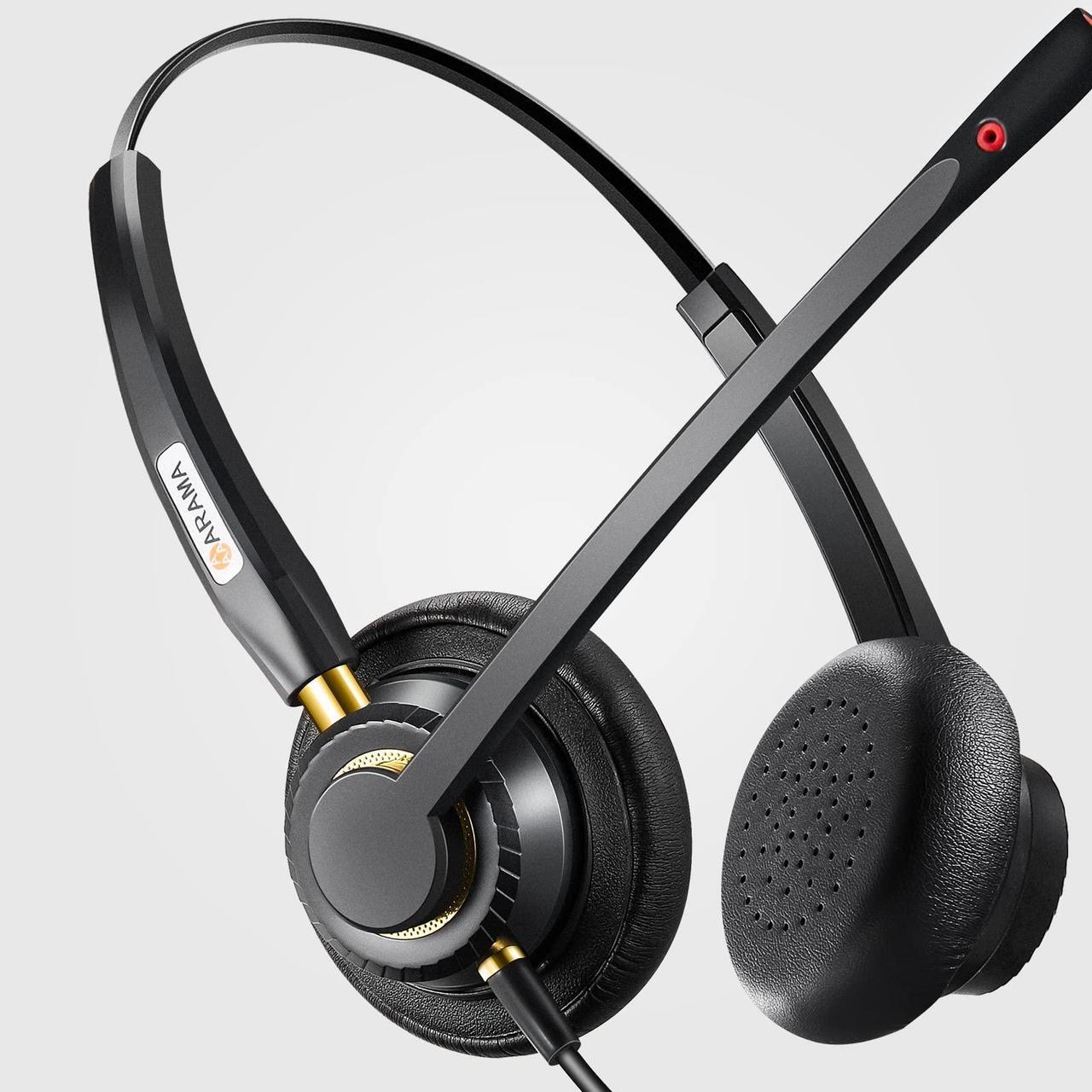 Alt view image 3 of 5 - Arama USB Headset with Microphone for PC, Computer Laptop Headphones with Noise Cancelling Mic & Audio Controls for Home Office Business Skype UC Webinar Zoom