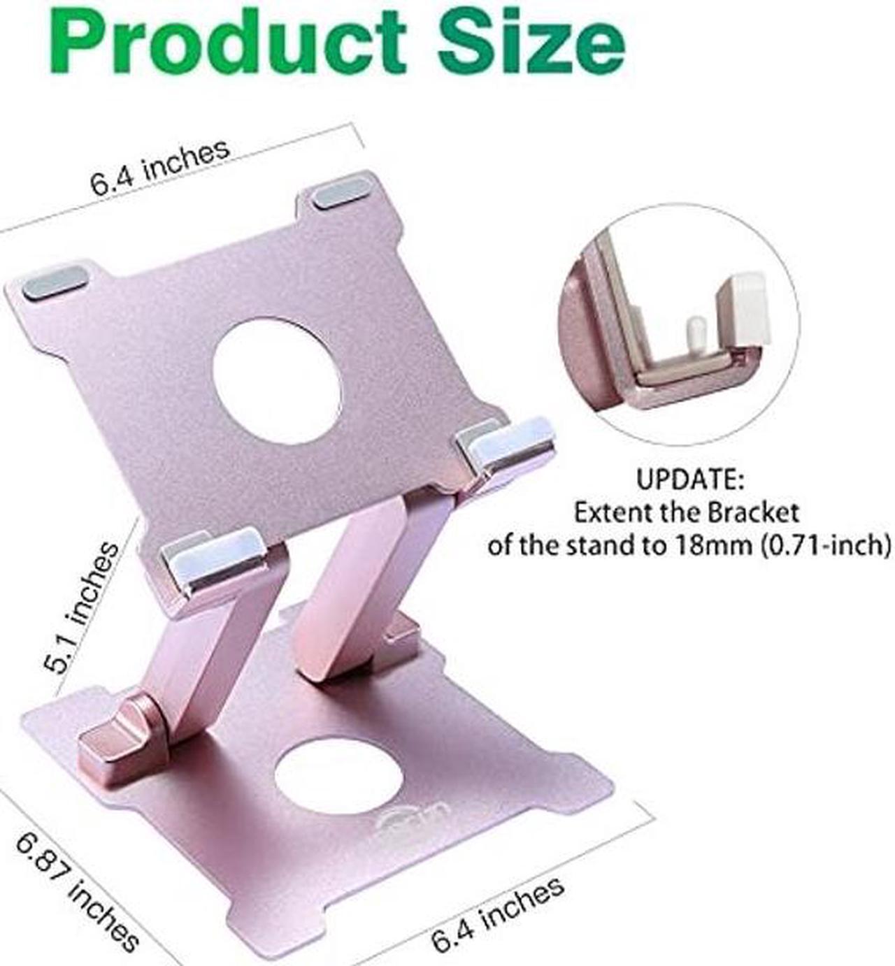 Alt view image 2 of 5 - KABCON Tablet Stand,[(Updated)]  Adjustable Eye-Level Aluminum Solid Desktop Stand Holder,Compatible with iPad Series,Microsoft Surface Series,Samsung,Kindle Fire,Etc.Up to 15'' Tablets-Pink