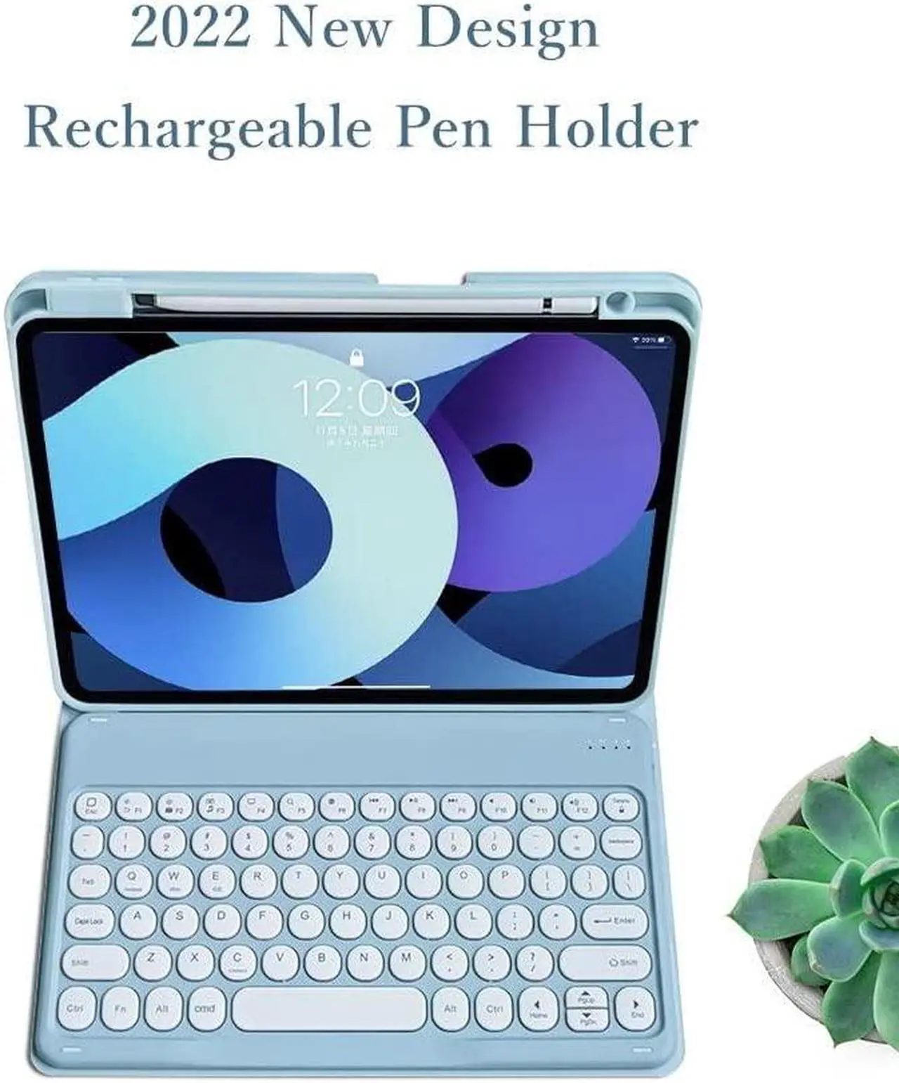 Alt view image 4 of 5 - kaitesi iPad Mini 6 Keyboard Case, Pen Slot Support Pencil Charging - iPad Mini 6th Generation Cover with Detachable Keyboard Round Key (Light Pink)
