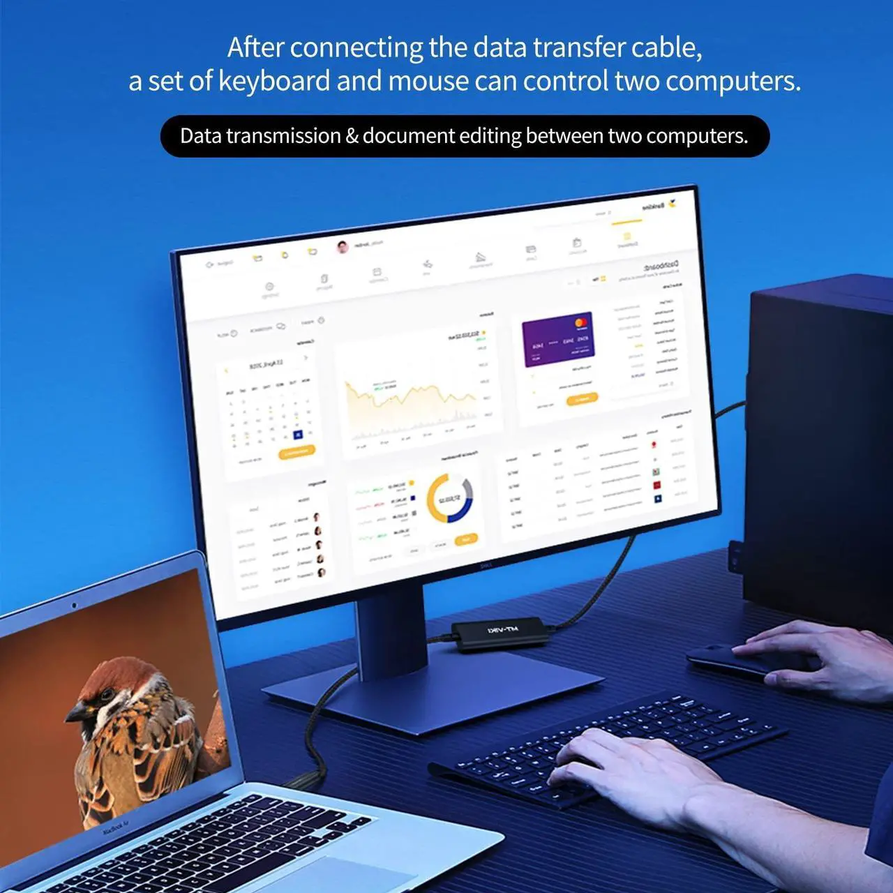 Alt view image 3 of 5 - MT-VIKI USB 3.0 + Type C Transfer Cable Synchronizer, Two Computer Mutual Data Transfer Cable High-Speed USB 3.0 Transfer Cable Support Thunderbolt 3 4 5 Gbps