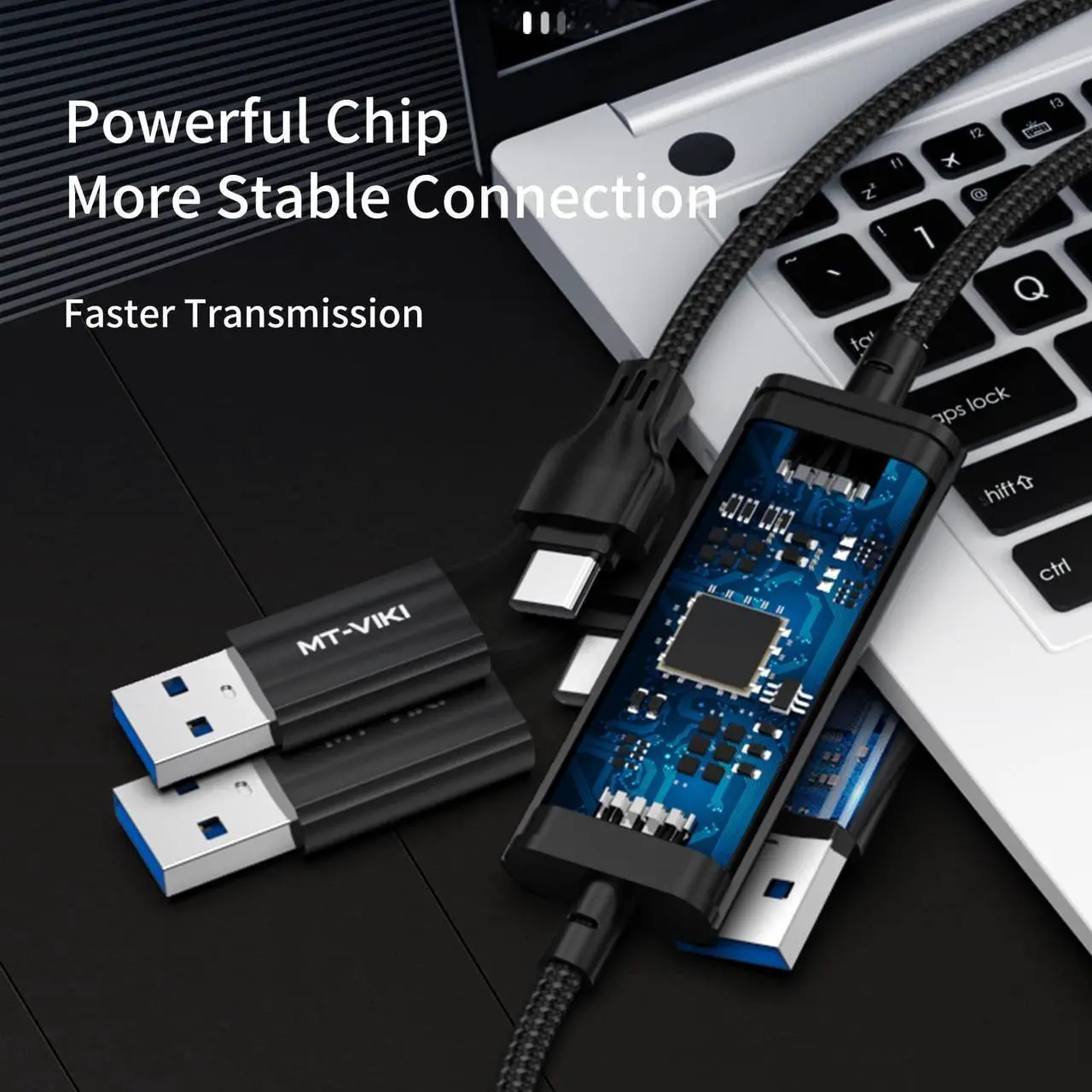 Alt view image 5 of 5 - MT-VIKI USB 3.0 + Type C Transfer Cable Synchronizer, Two Computer Mutual Data Transfer Cable High-Speed USB 3.0 Transfer Cable Support Thunderbolt 3 4 5 Gbps