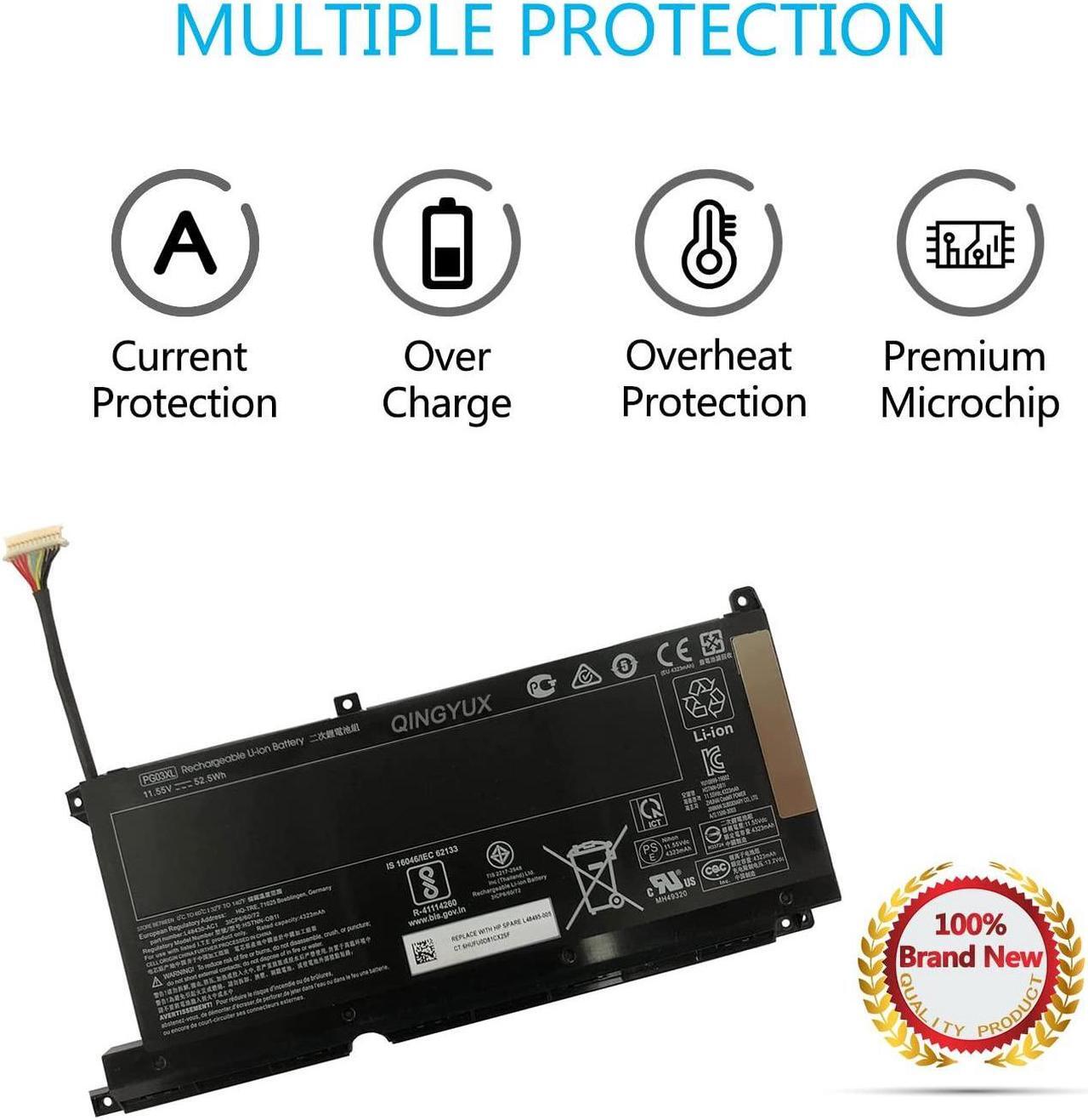 Alt view image 3 of 5 - QINGYUX PG03XL Laptop Battery Compatible with HP Pavilion Gaming 15-DK0000 15-DK0020TX 15-DK0125TX 15-DK0068WM 15-DK0131TX 15-ec000 15-ec1011ns 15-ec1012ns 16-A0013NS 16-A0046TX OMEN 5X FPC52 Notebook