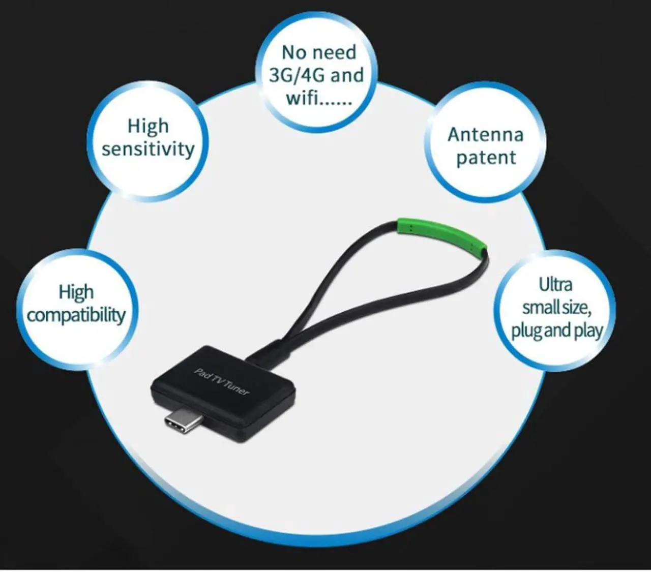 Alt view image 2 of 5 - MyGica Type-C USB TV Tuner Card, Watching ATSC Digital TV Anywhere, Freeview HD TV Receiver, Recast Wireless HDTV Stick Tuner Adapter, USB TV Antenna for Android Phone Tablet PC Pad, No Internet Need