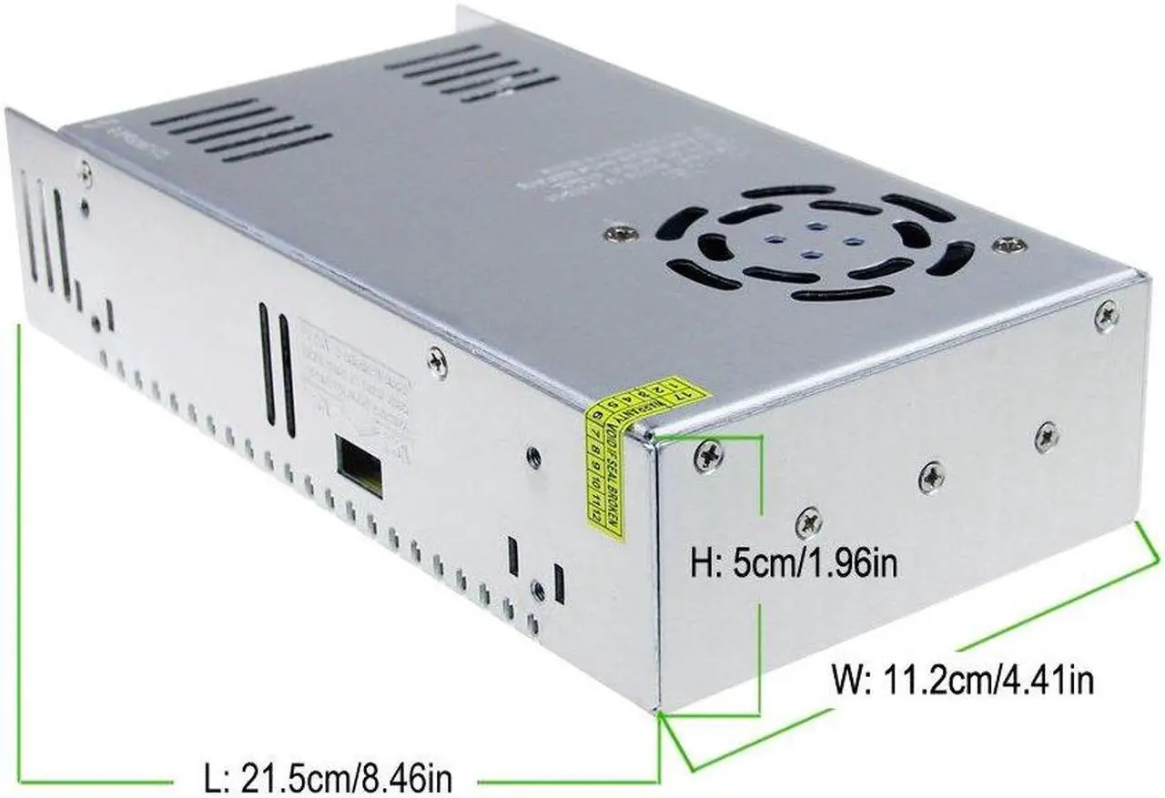 Alt view image 5 of 5 - ALITOVE AC 110V/220V to DC 12V 30A 360W Universal Regulated Switching Power Supply with 2-Pack 3.8ft 18 AWG 3 Prong 250V 10A Universal AC Power Supply Cable