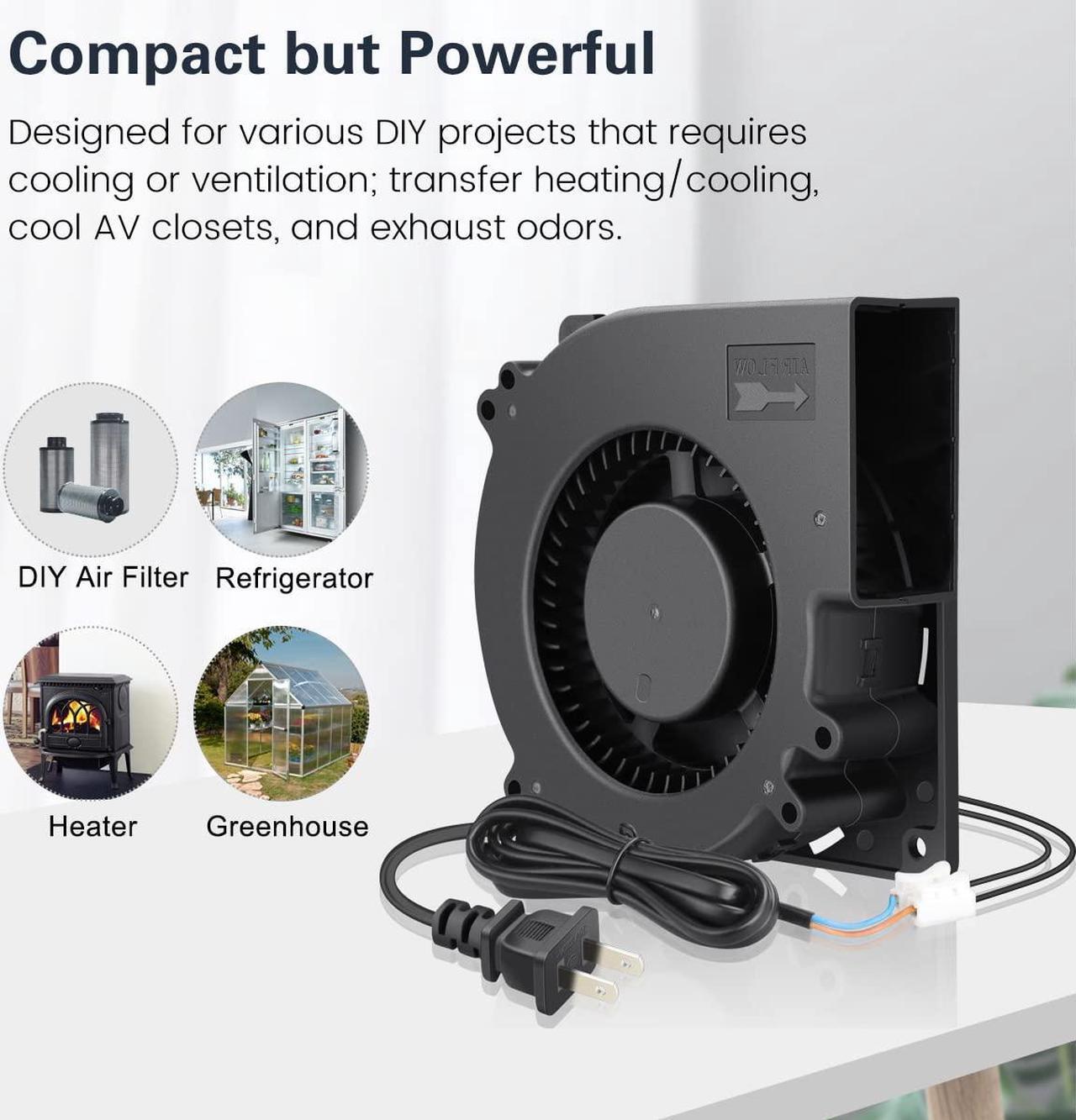 Alt view image 2 of 5 - GDSTIME 120mm x 32mm EC Blower AC 110V 220V Squirrel Cage Centrifugal Fan X1 + 120mm x 25mm Computer Fan with AC Plug 110V 220V Variable Speed Fan X1