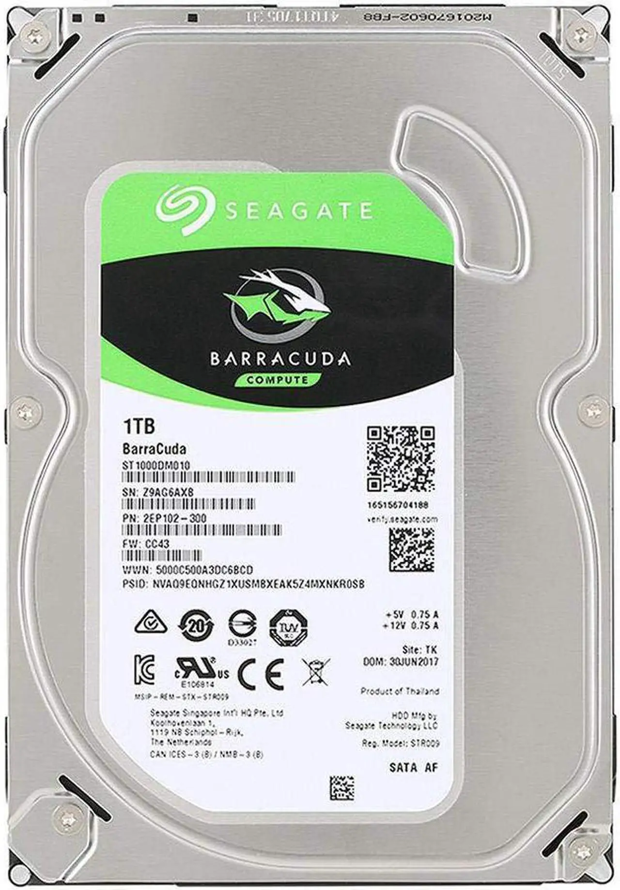Main image of Seagate 1TB SATA 3.5 BarraCuda SingPk (ST1000DM010)